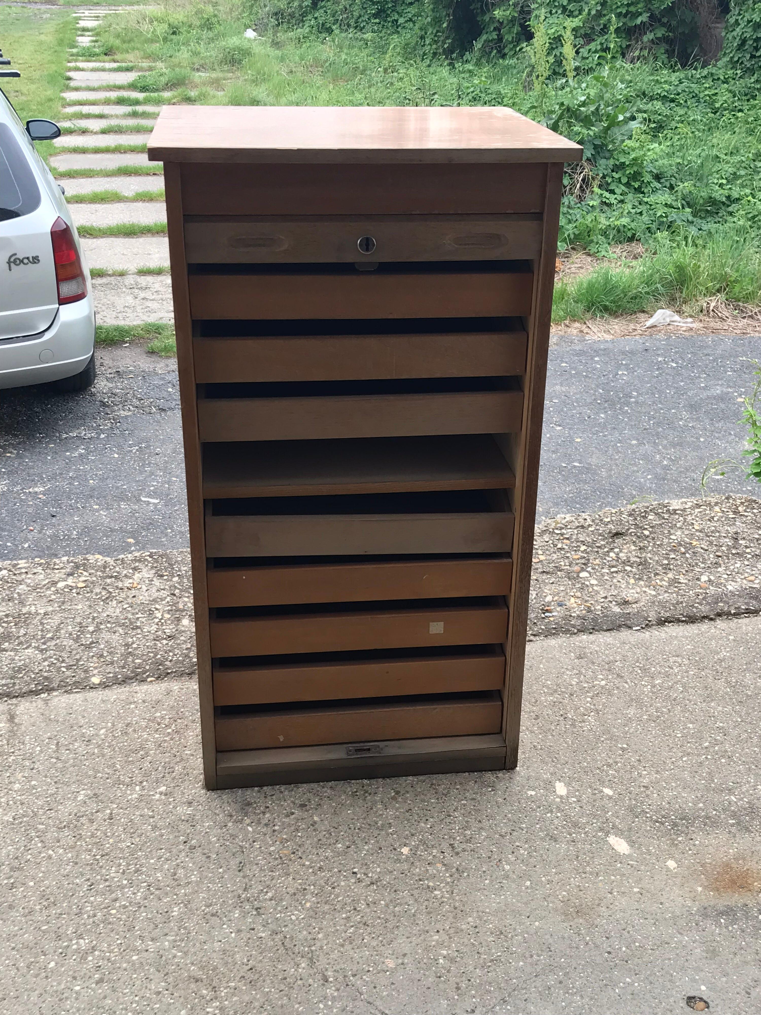 Industrial Tambour Front Cabinet For Sale 10