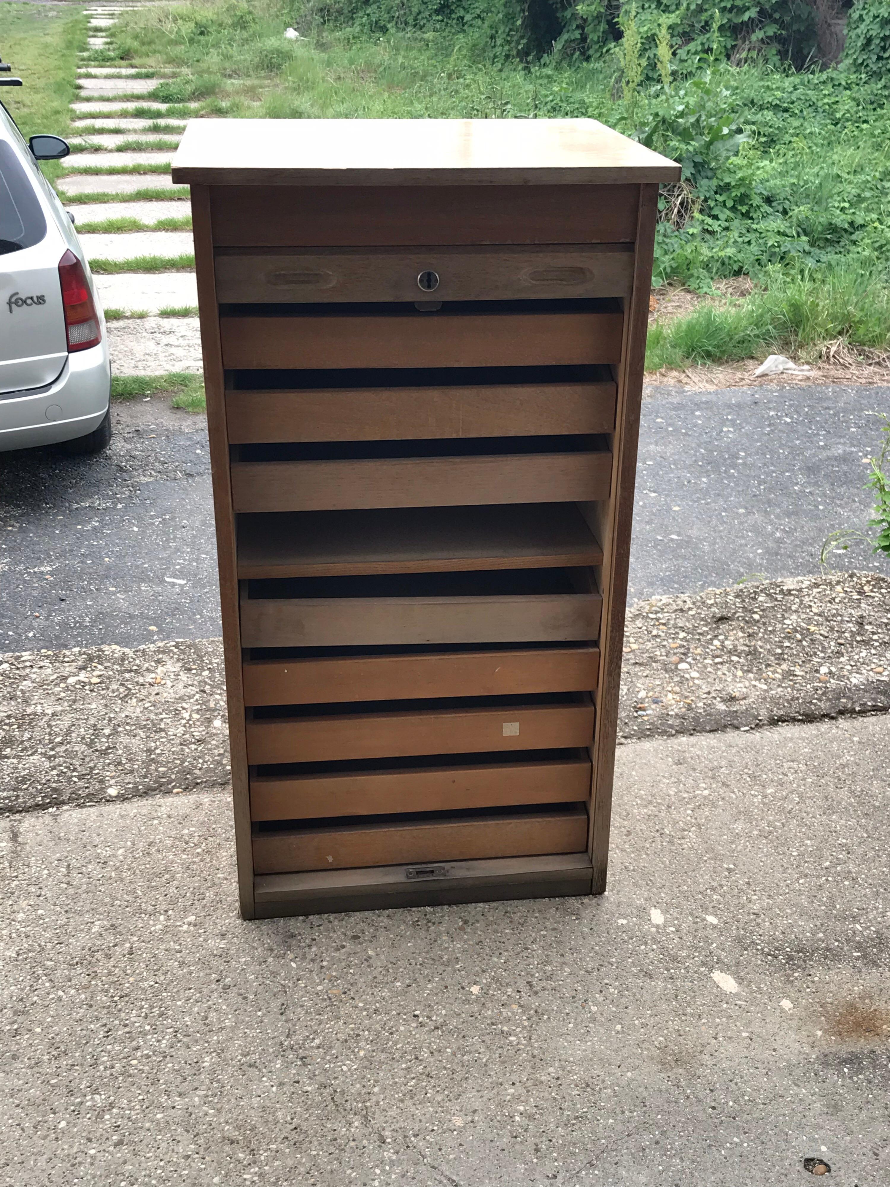 Industrial Tambour Front Cabinet For Sale 11