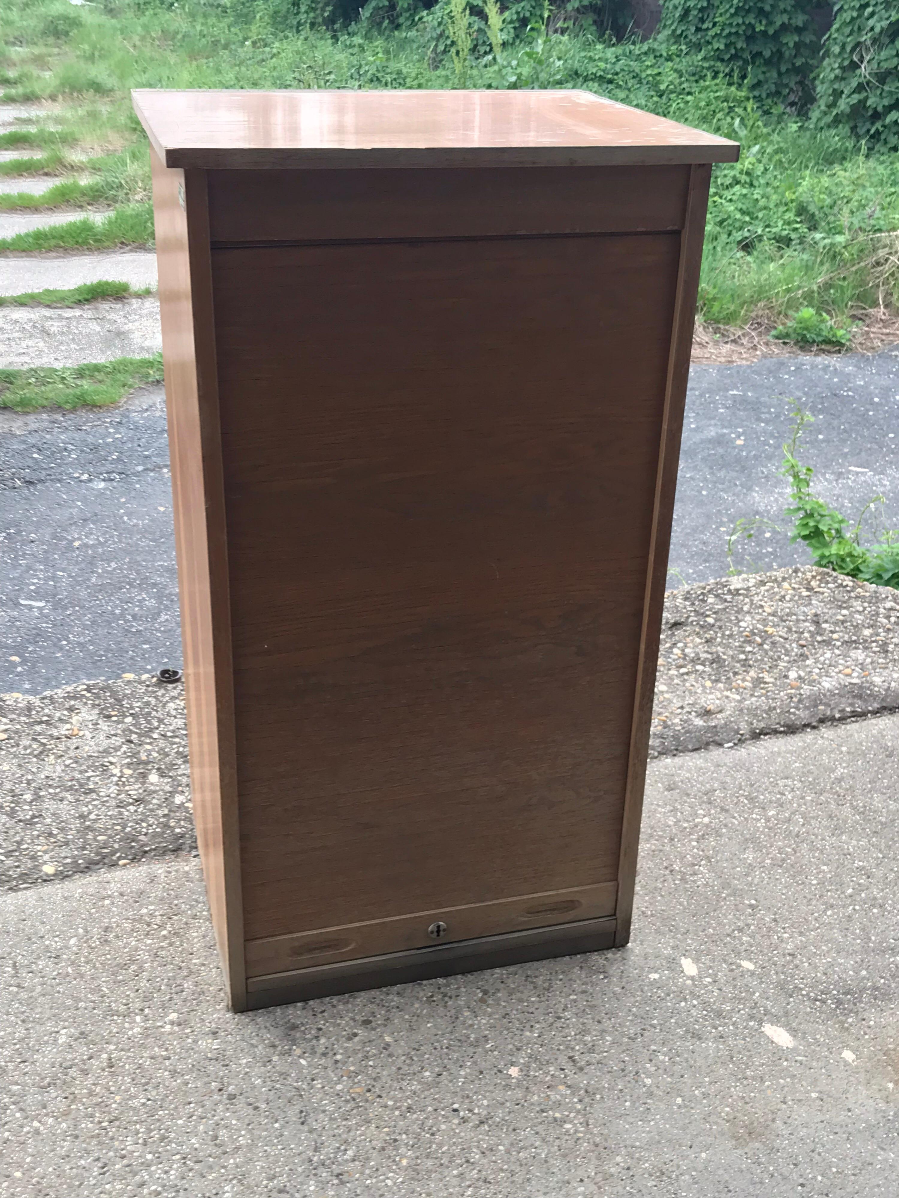 Hungarian Industrial Tambour Front Cabinet For Sale