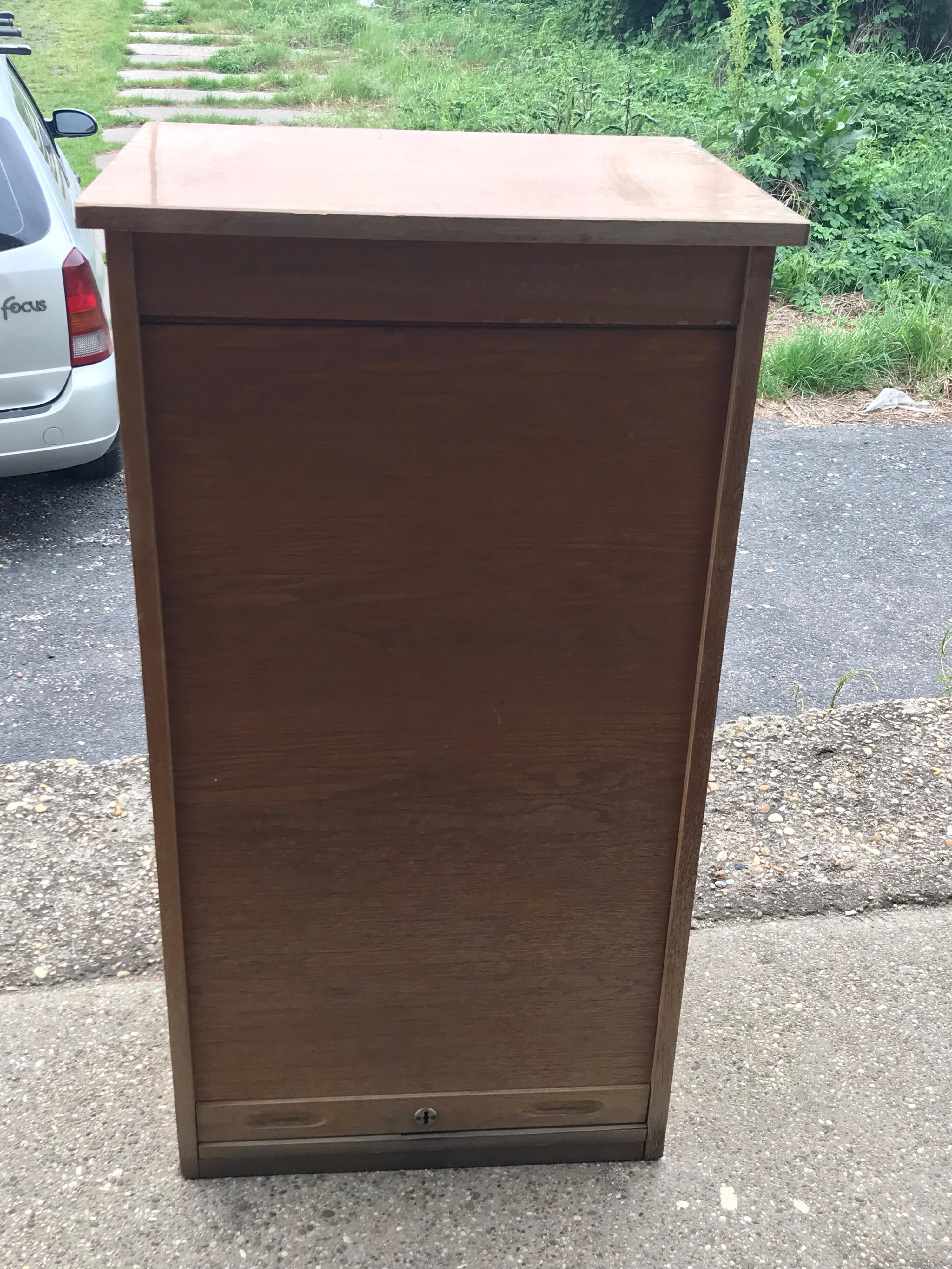 Mid-20th Century Industrial Tambour Front Cabinet For Sale