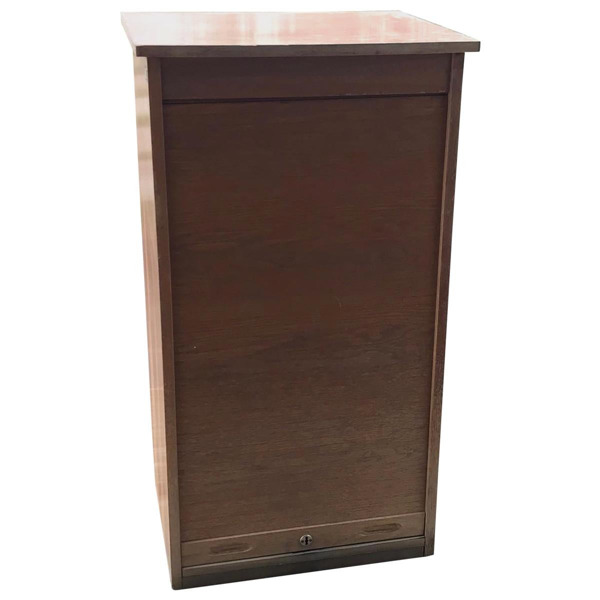 Industrial Tambour Front Cabinet For Sale