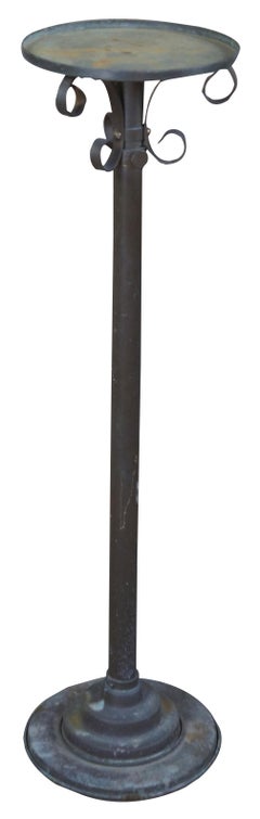 Industrial Telescoping Adjustable Iron & Brass Pedestal Stand Candle Holder 63"