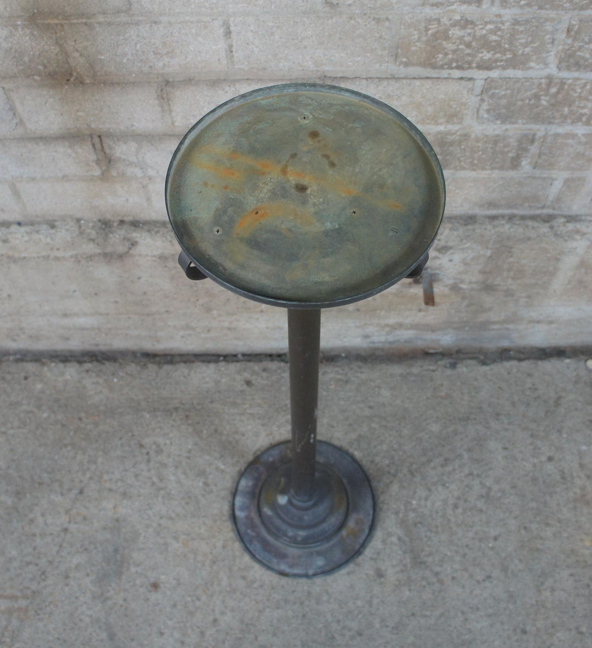 Industrial Telescoping Adjustable Iron & Brass Pedestal Stand Candle Holder 63