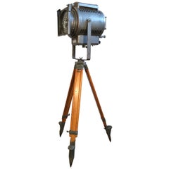 Vintage Industrial Theatre Spotlight Tripod Lamp