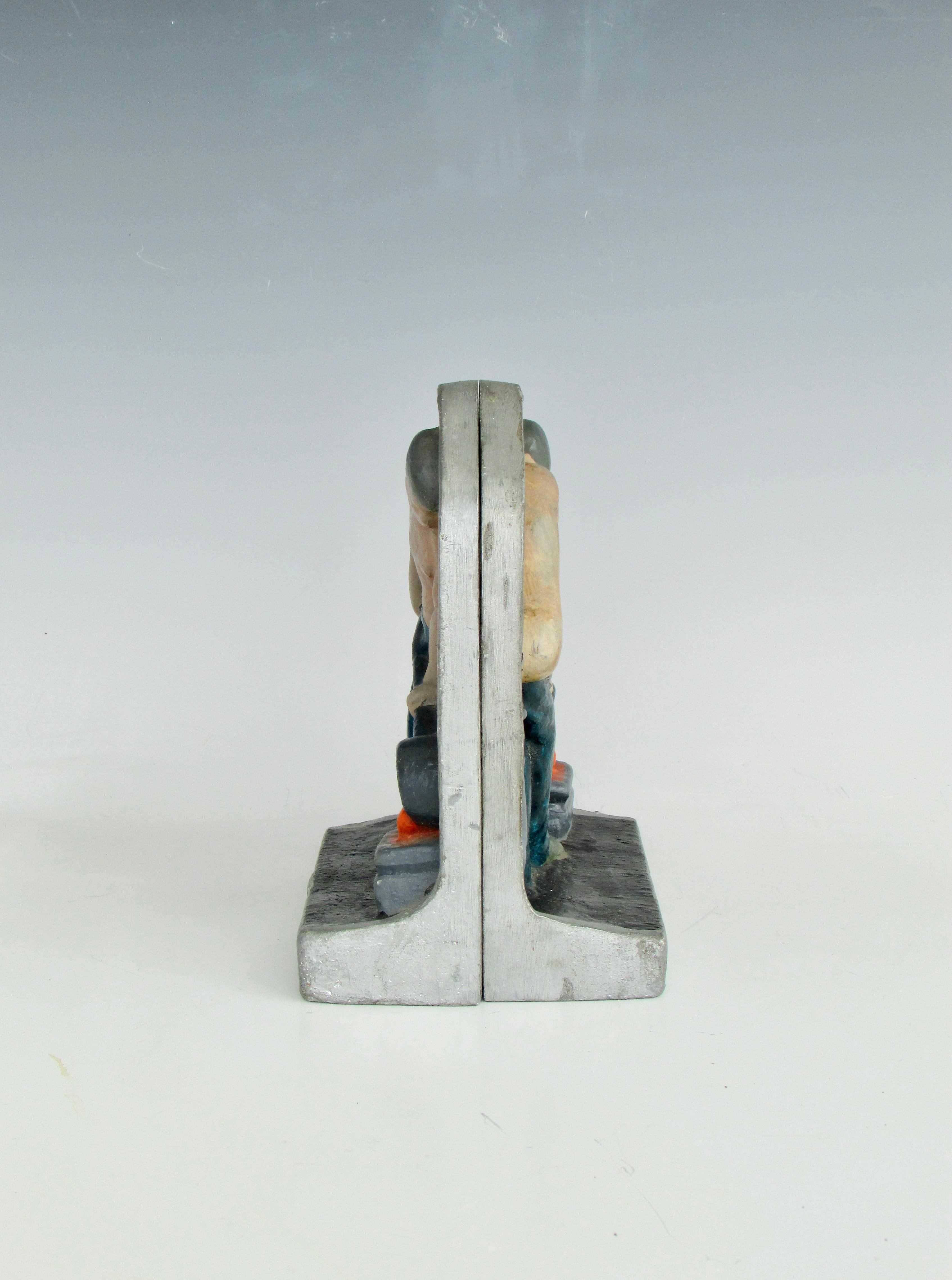 Arts and Crafts Industrial Theme Cast Aluminum Bookends For Sale