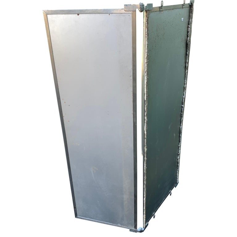 Industrial ThreePanel Mirror and Metal Folding Screen at 1stDibs