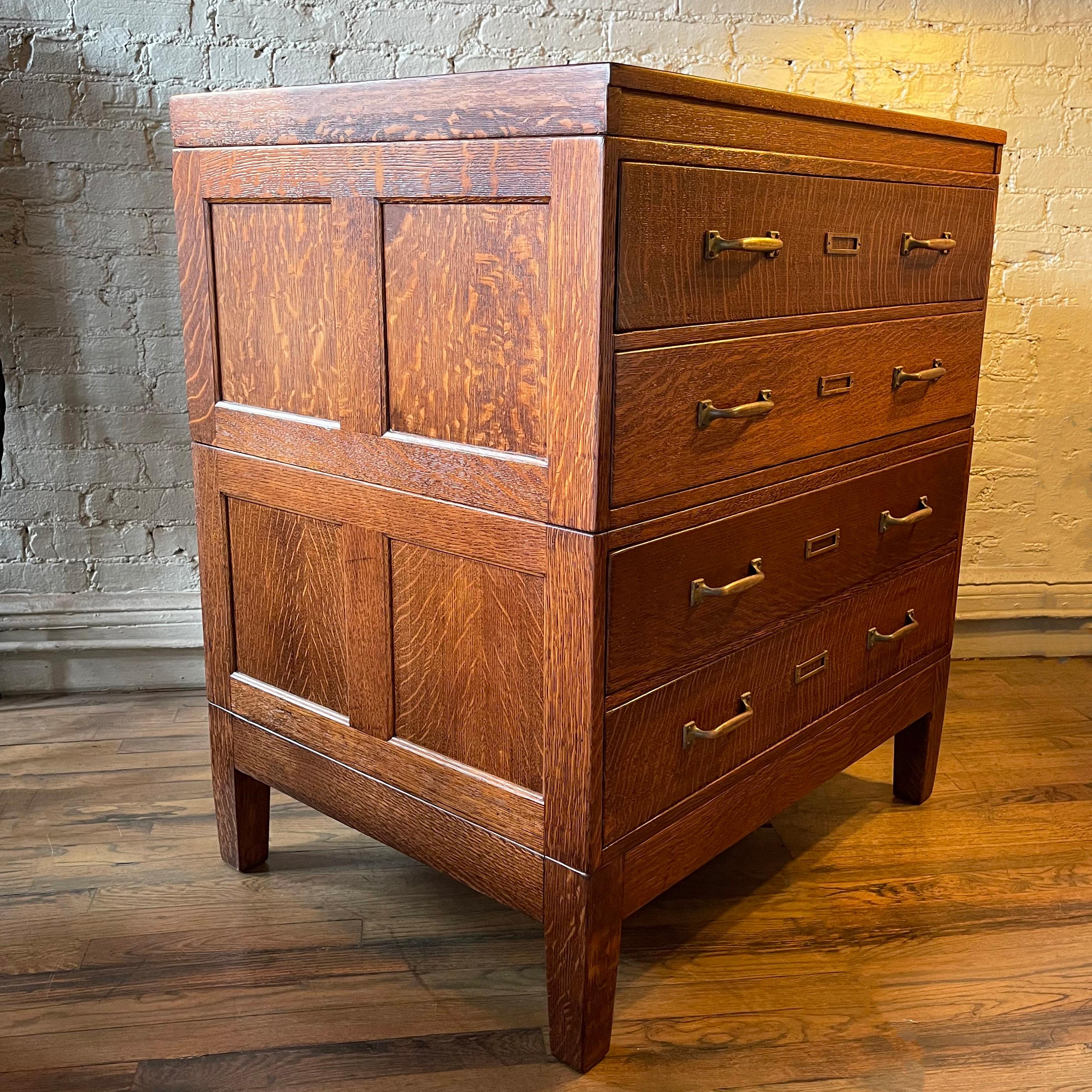 American Industrial Tiger Oak Document Cabinet by Library Bureau Makers