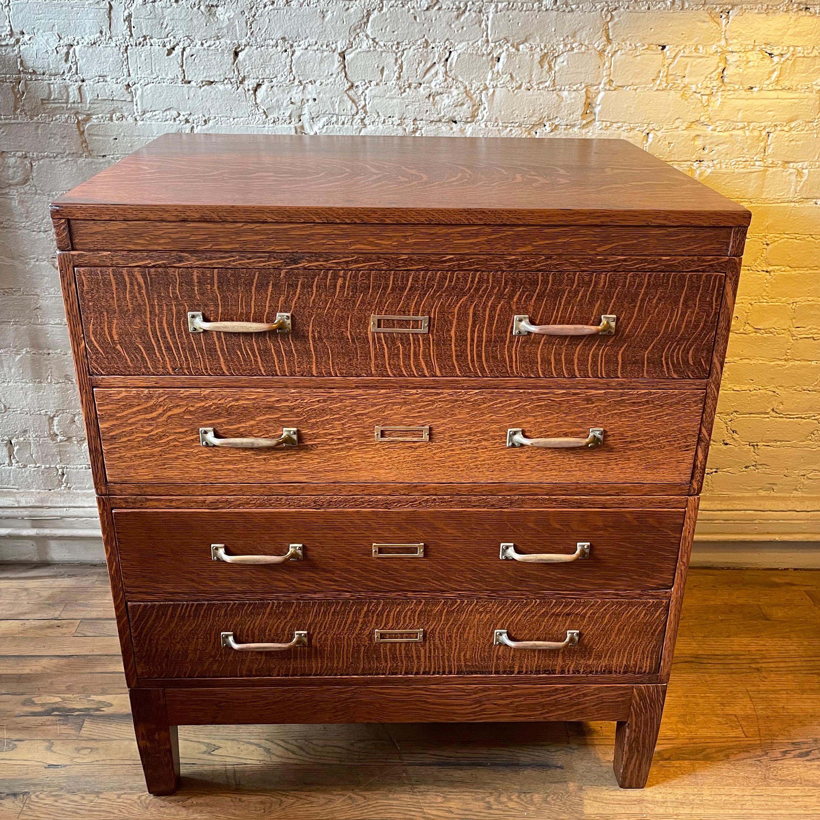 Industrial Tiger Oak Document Cabinet by Library Bureau Makers In Good Condition In Brooklyn, NY