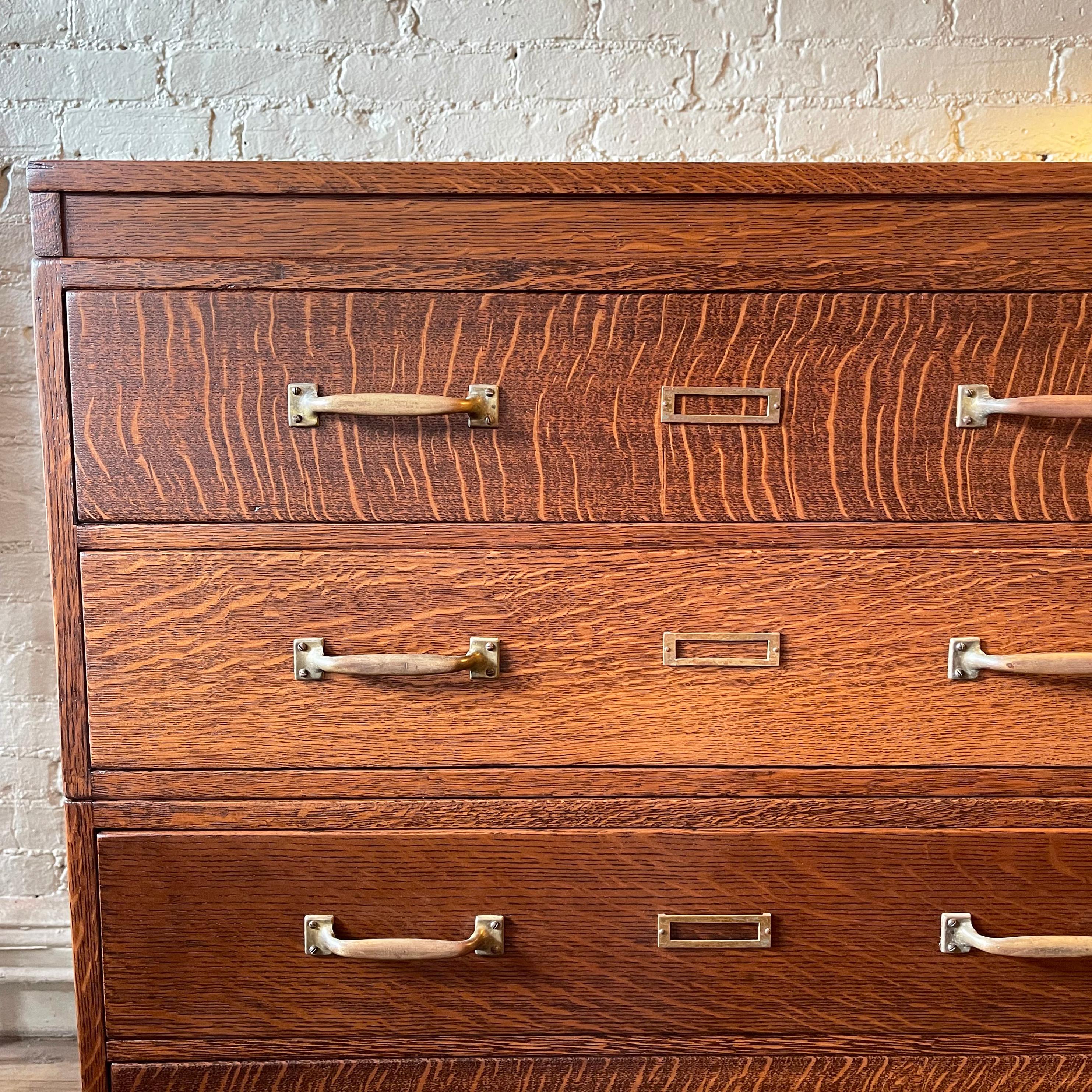 20th Century Industrial Tiger Oak Document Cabinet by Library Bureau Makers