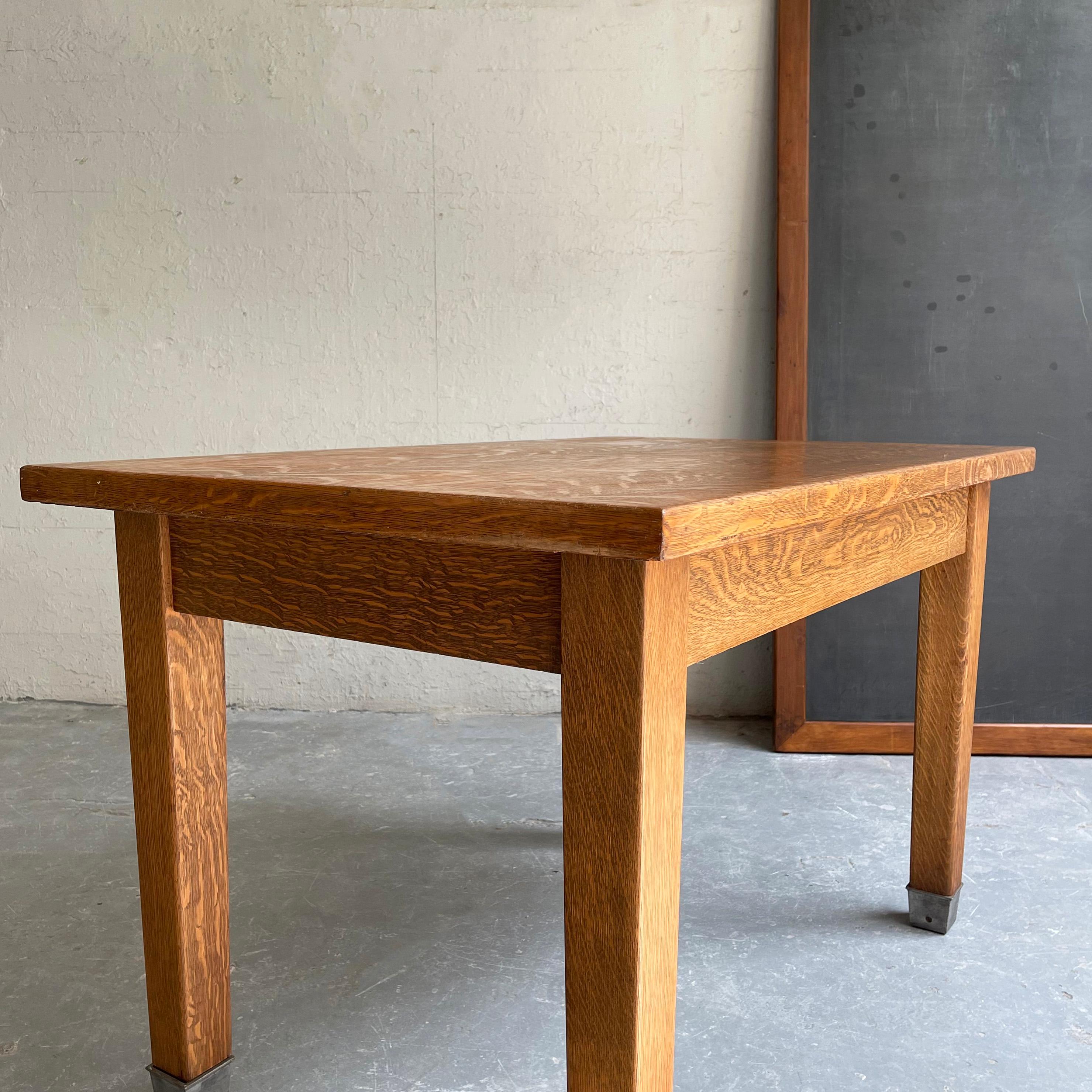 Industrial Tiger Oak Library Table 1