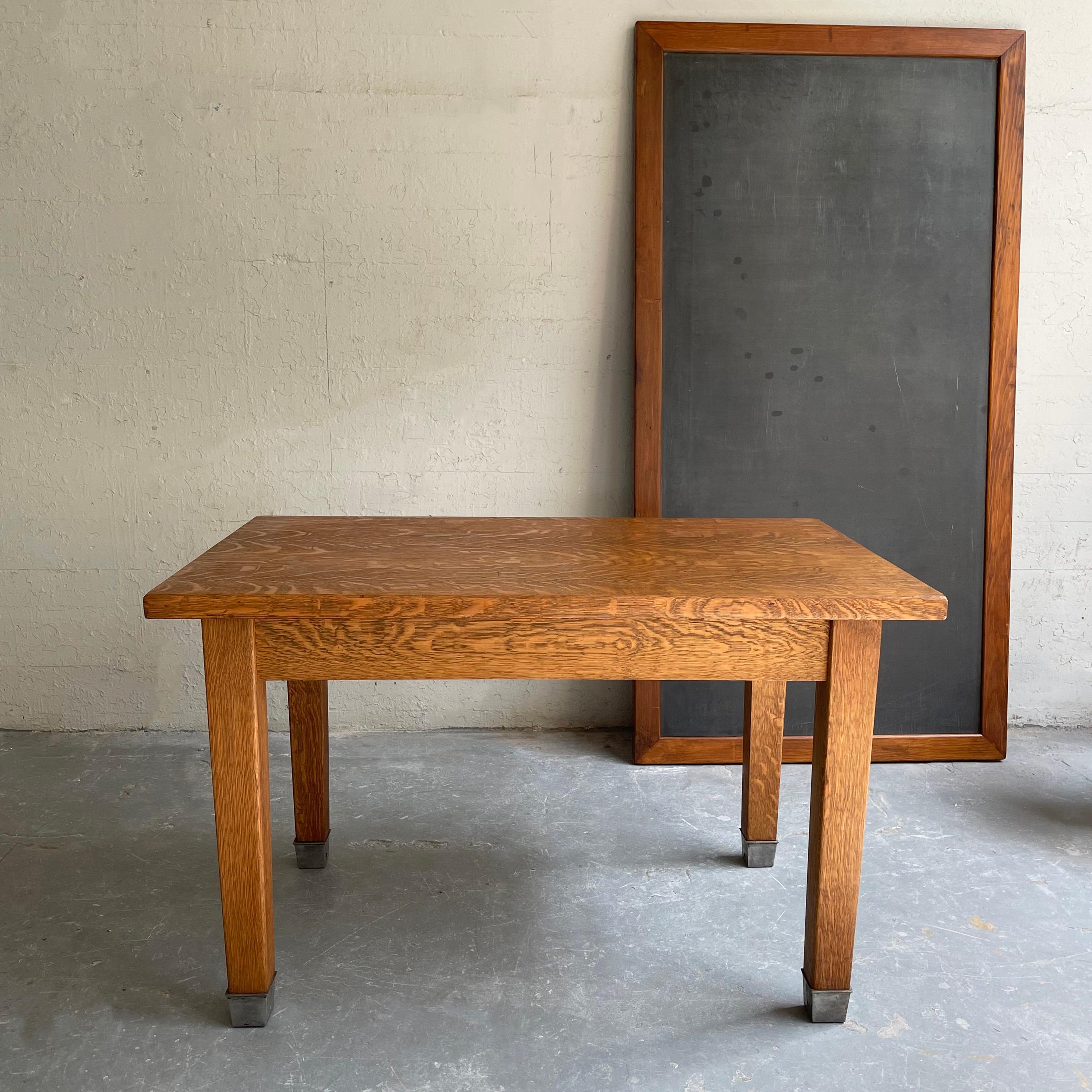 antique tiger oak library table