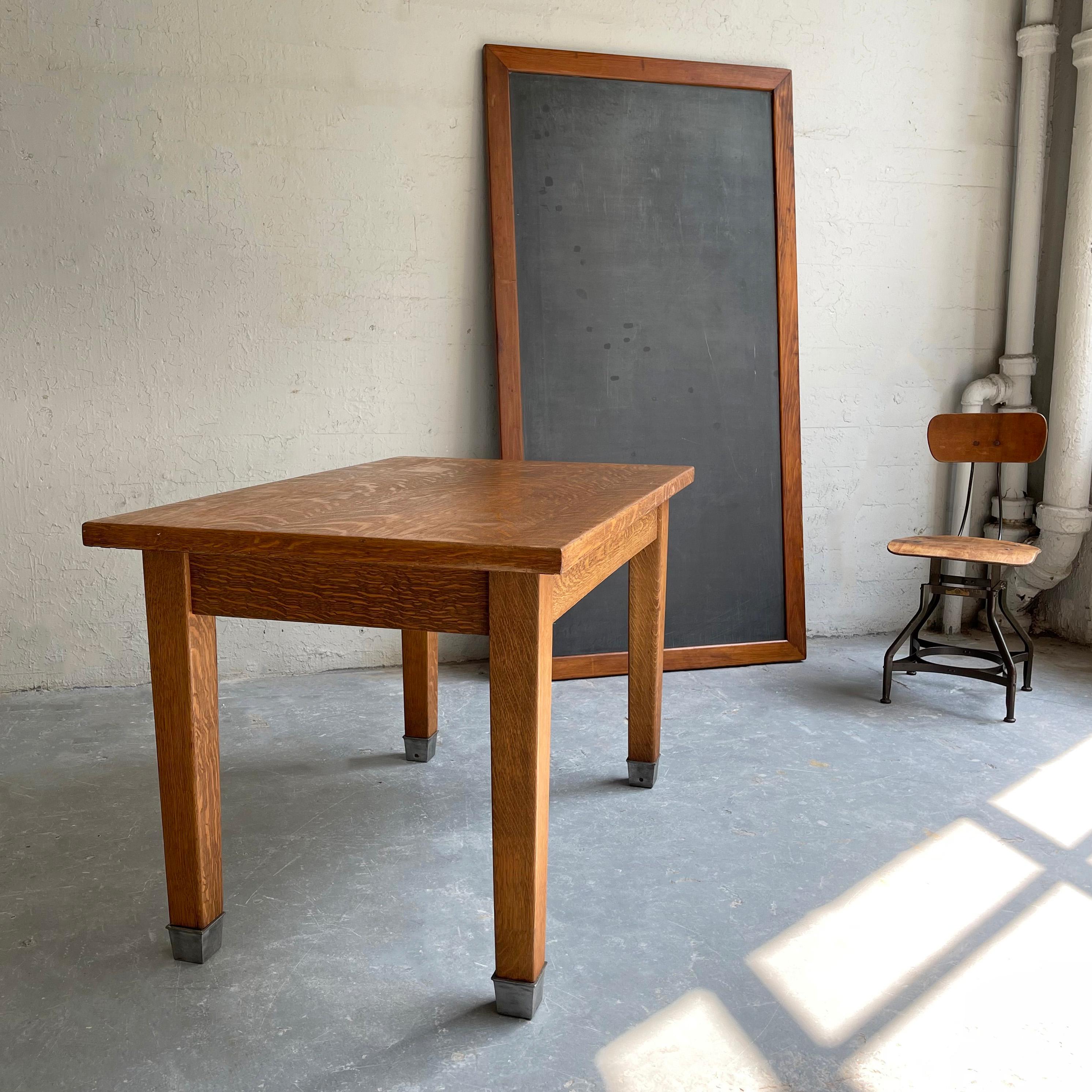 American Industrial Tiger Oak Library Table