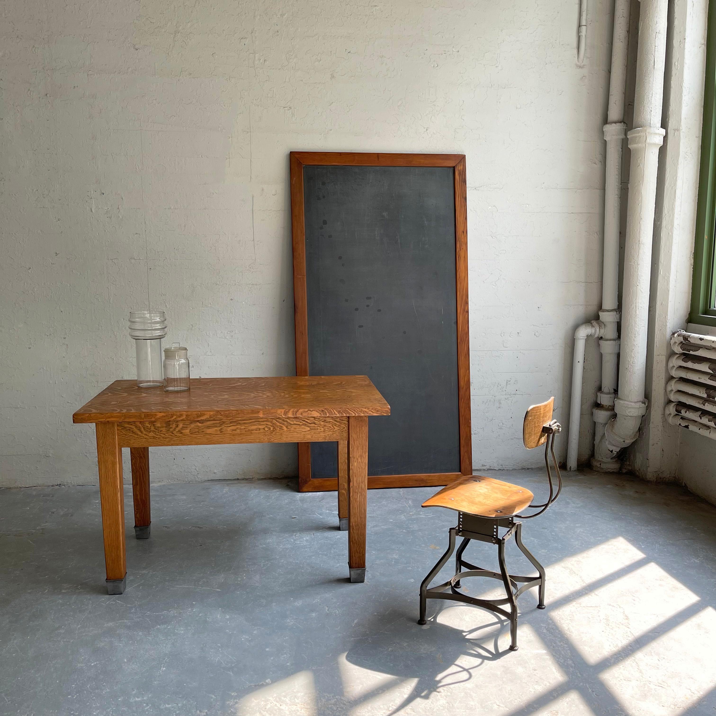 Steel Industrial Tiger Oak Library Table