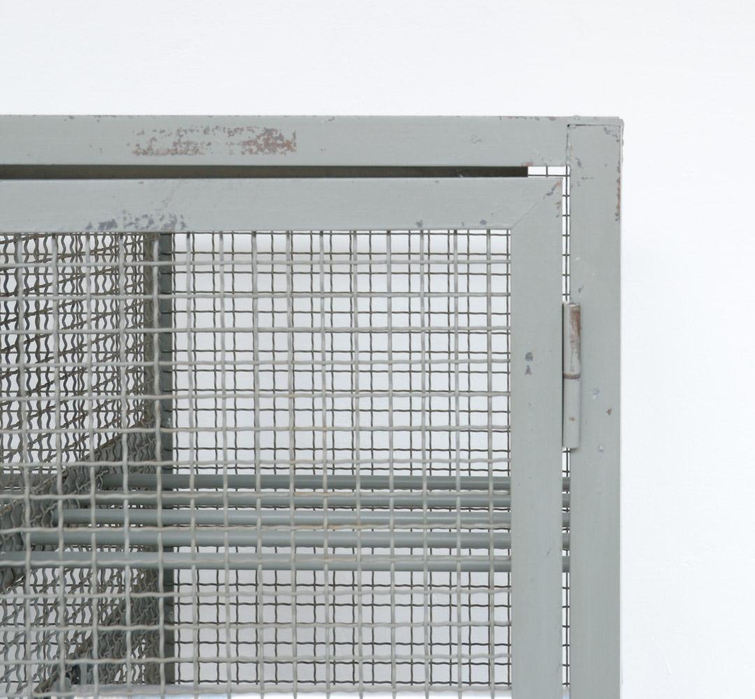 20th Century Industrial Transparent Metal Locker Cabinet For Sale
