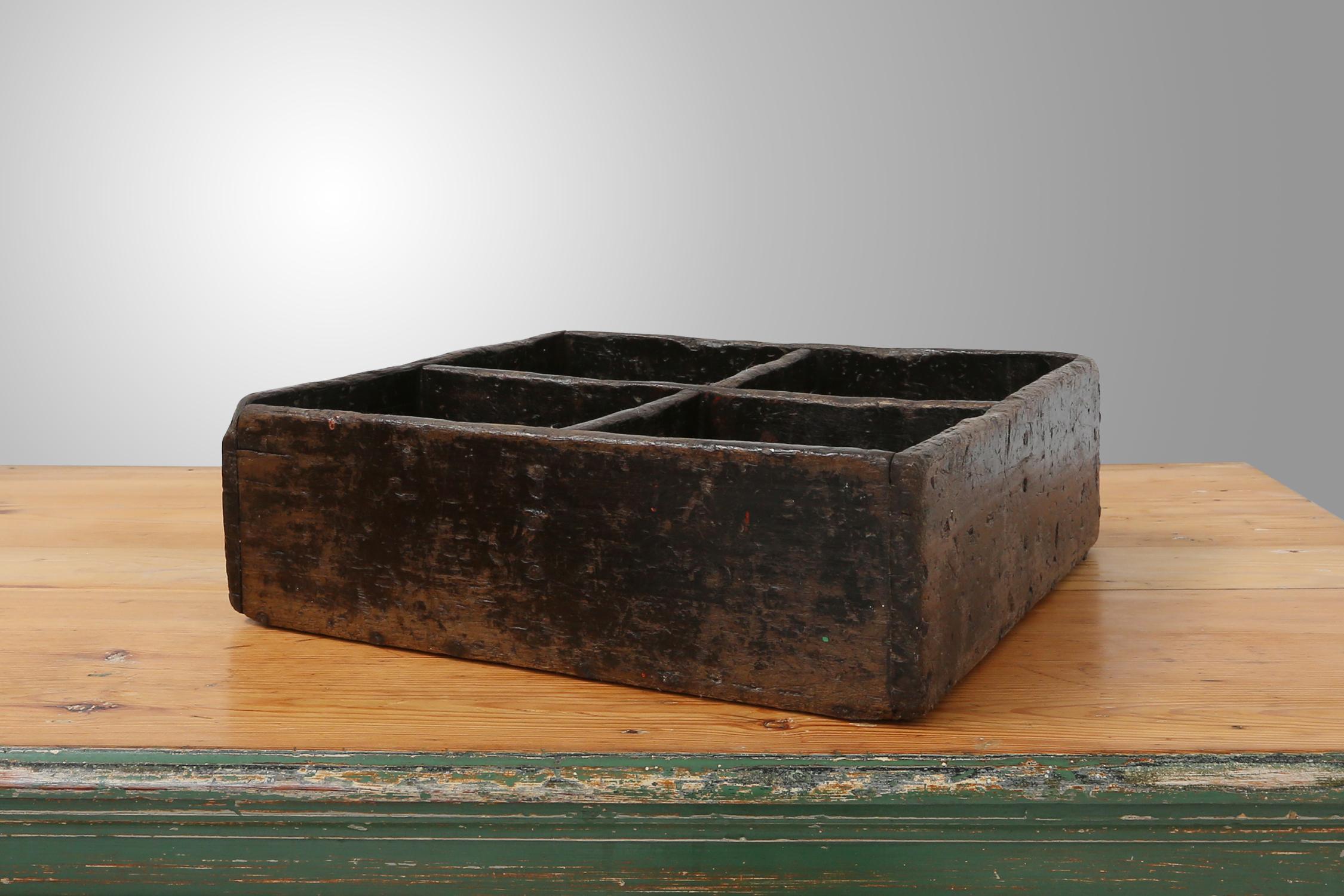 Wood Industrial tray made of solid wood, 1920 For Sale