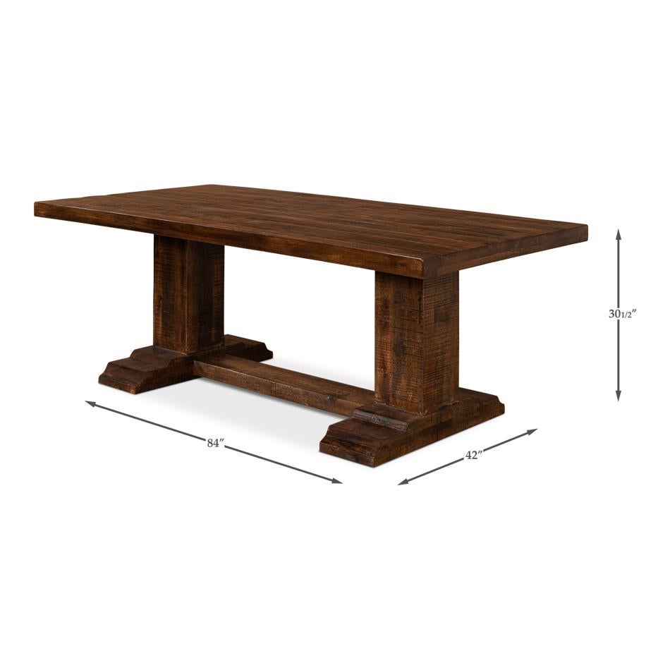 Industrial Trestle End Dining Table For Sale 1