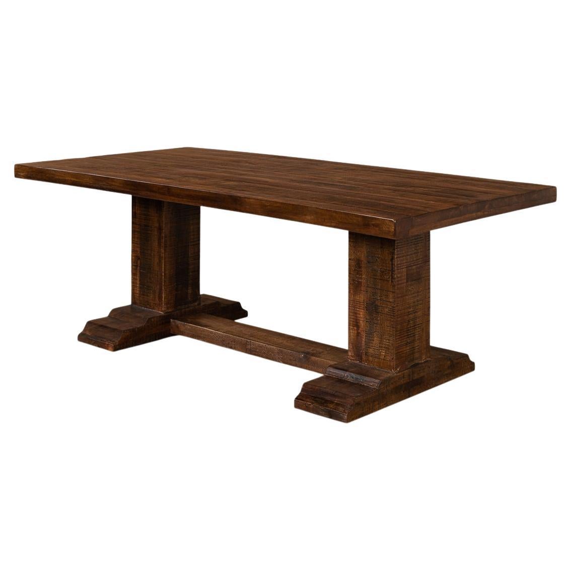 Industrial Trestle End Dining Table For Sale