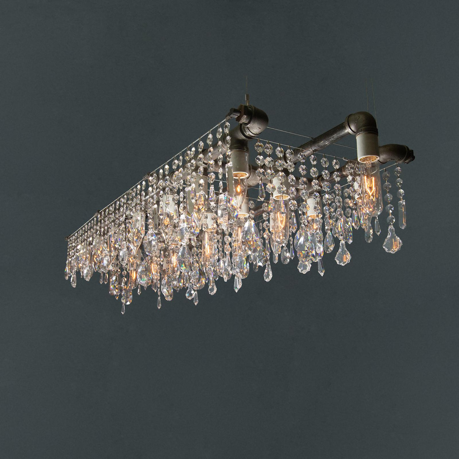 Contemporary Industrial Triple Rail Chandelier by Michael McHale For Sale
