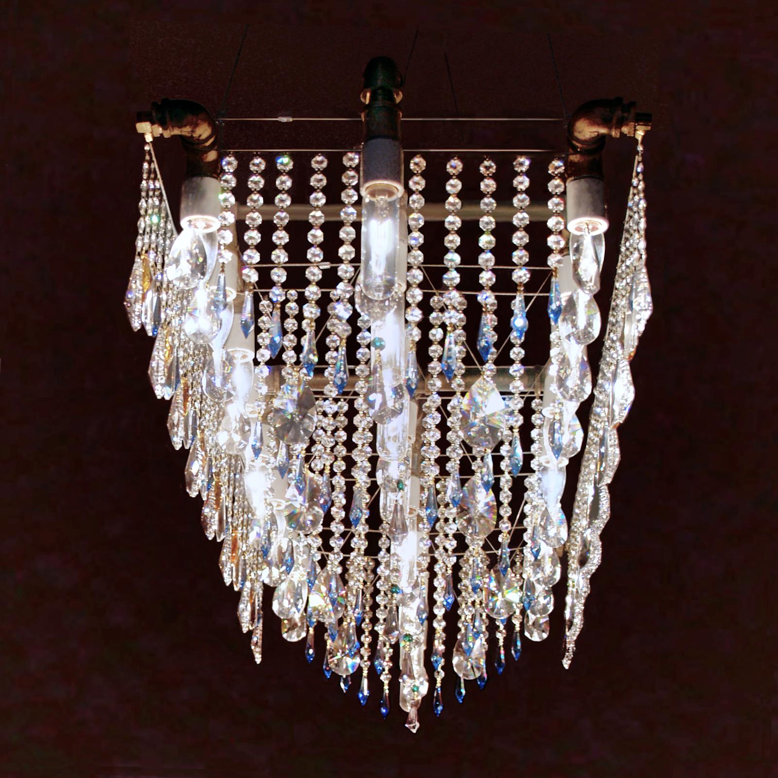 industrial chandelier with crystals