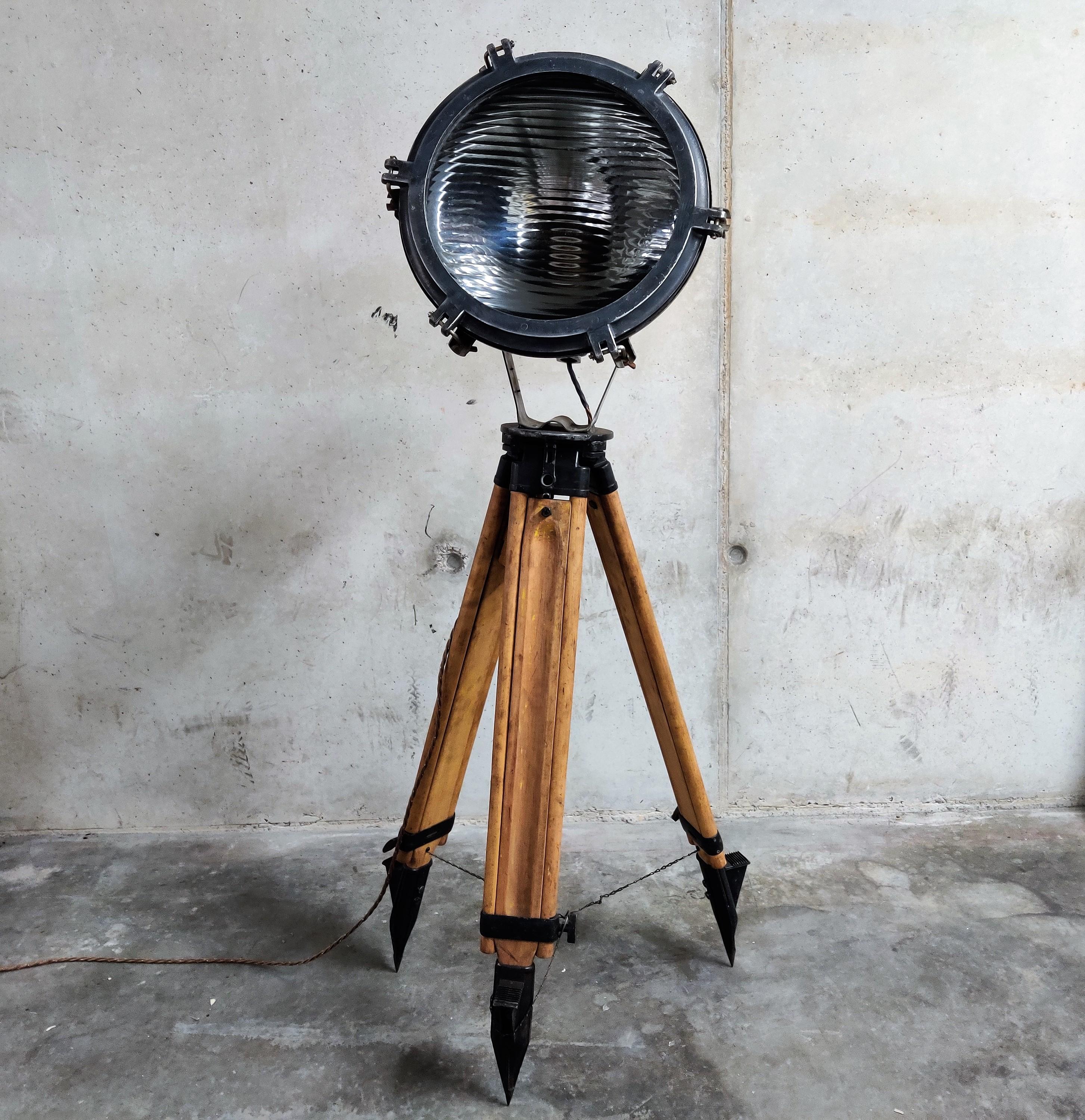 Cast Industrial Tripod Floor Lamp, 1970s