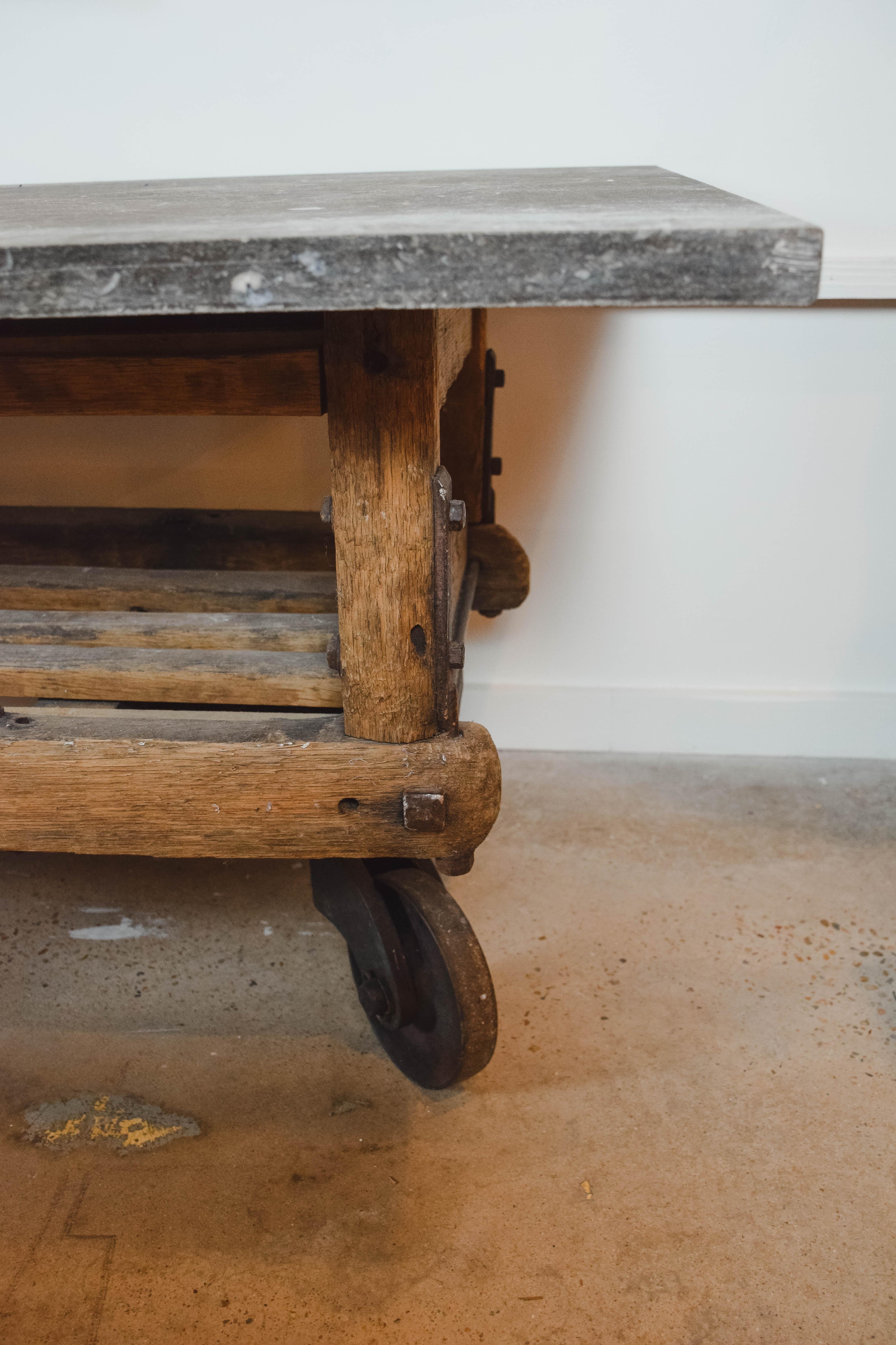 Industrial Trolley Table In Good Condition In Houston, TX