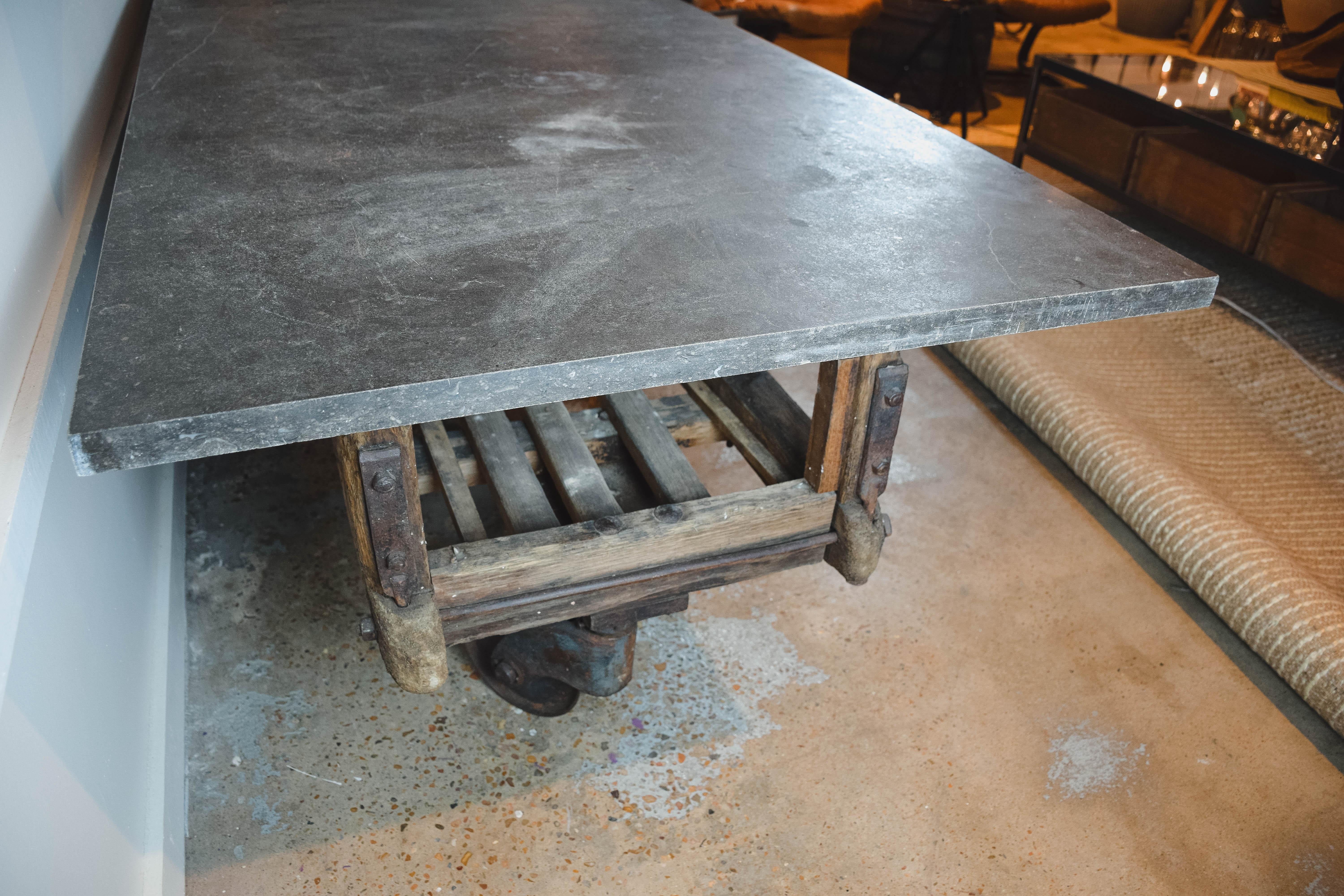 Stone Industrial Trolley Table