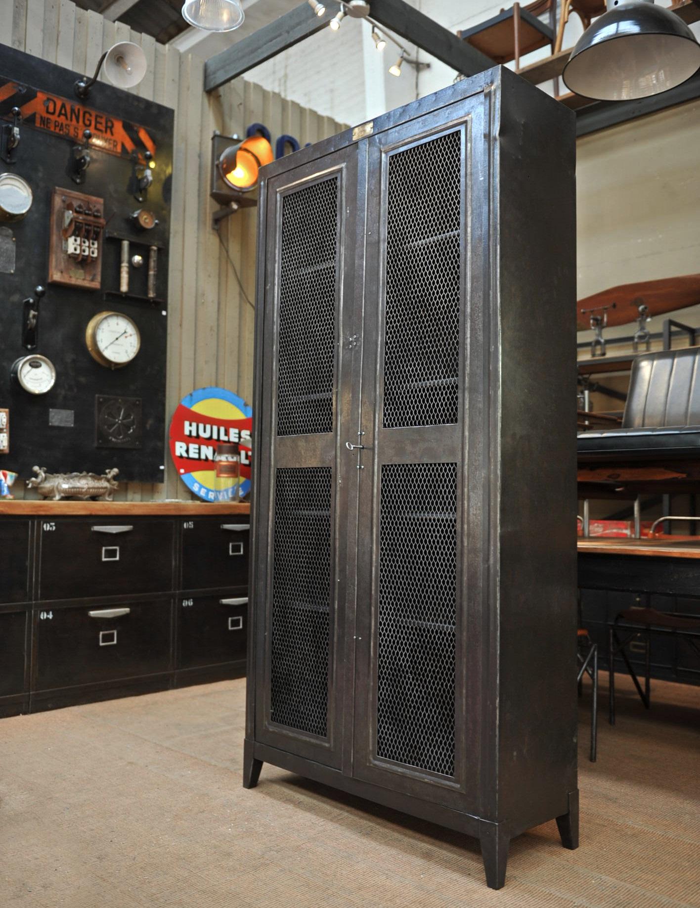 Mid-20th Century Industrial Two Mesh Doors Iron 