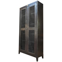 Industrial Two Mesh Doors Iron "Bauche" Bookcase, circa 1950