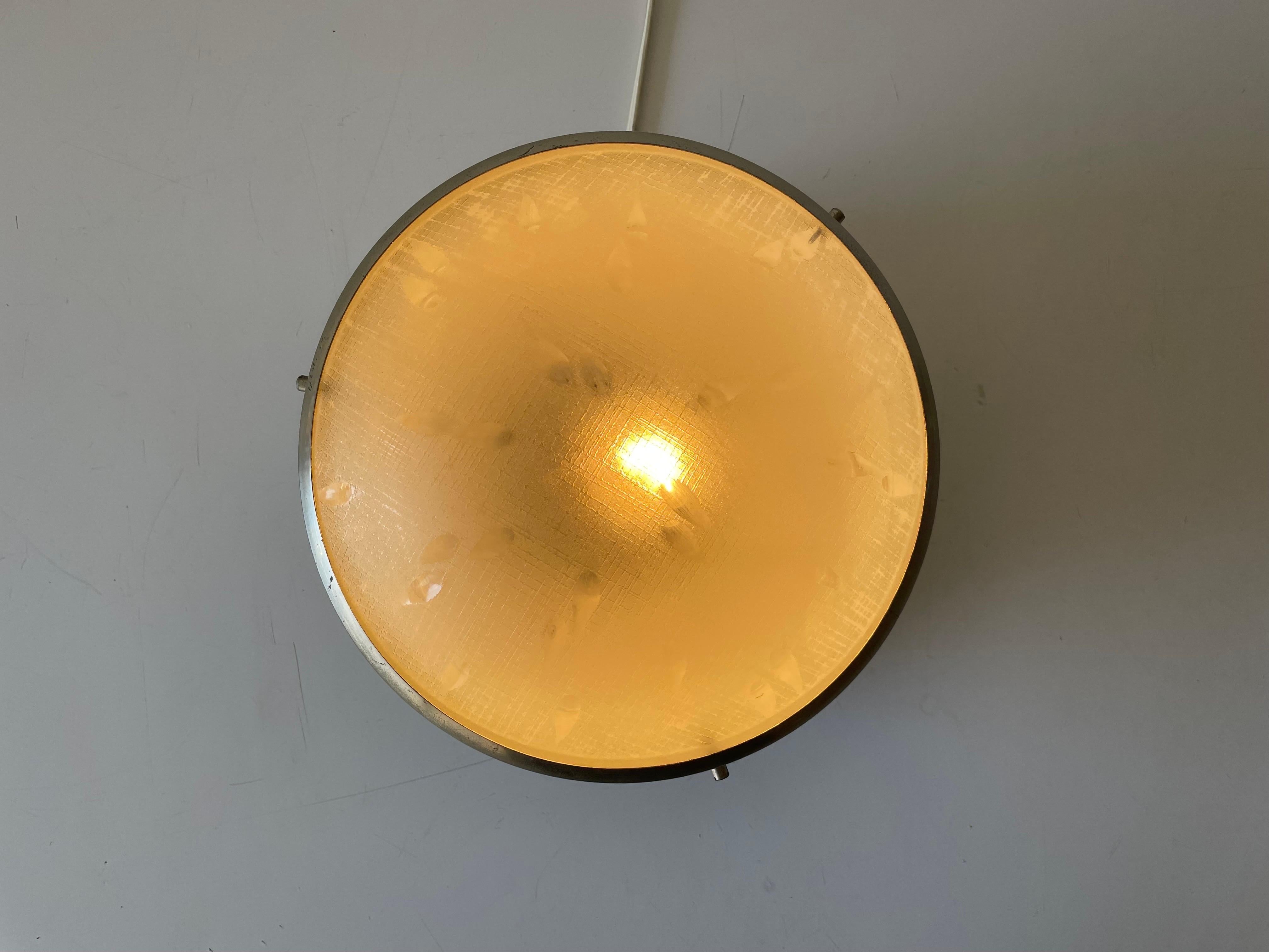 Industrial Type Green Glass Flush Mount Light, 1960s, Italy For Sale 5