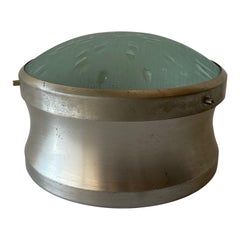 Lampada ad incasso in vetro verde di tipo industriale, anni '60, Italia