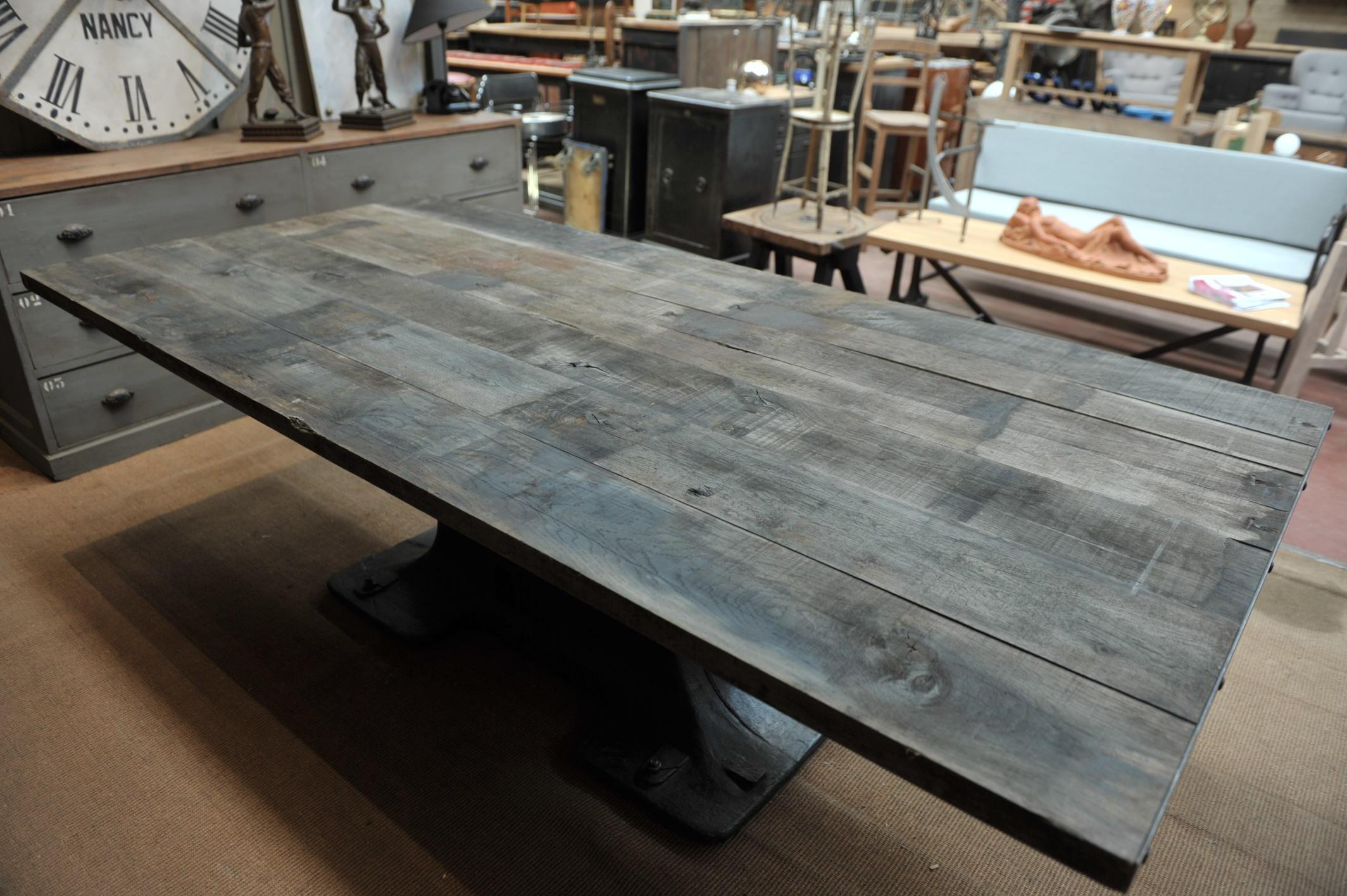 Industrial Valentin Paris, 1900 Cast Iron Base and Solid Oak Dining Table 5