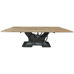 Industrial Valentin Paris, 1900 Cast Iron Base and Solid Oak Dining Table