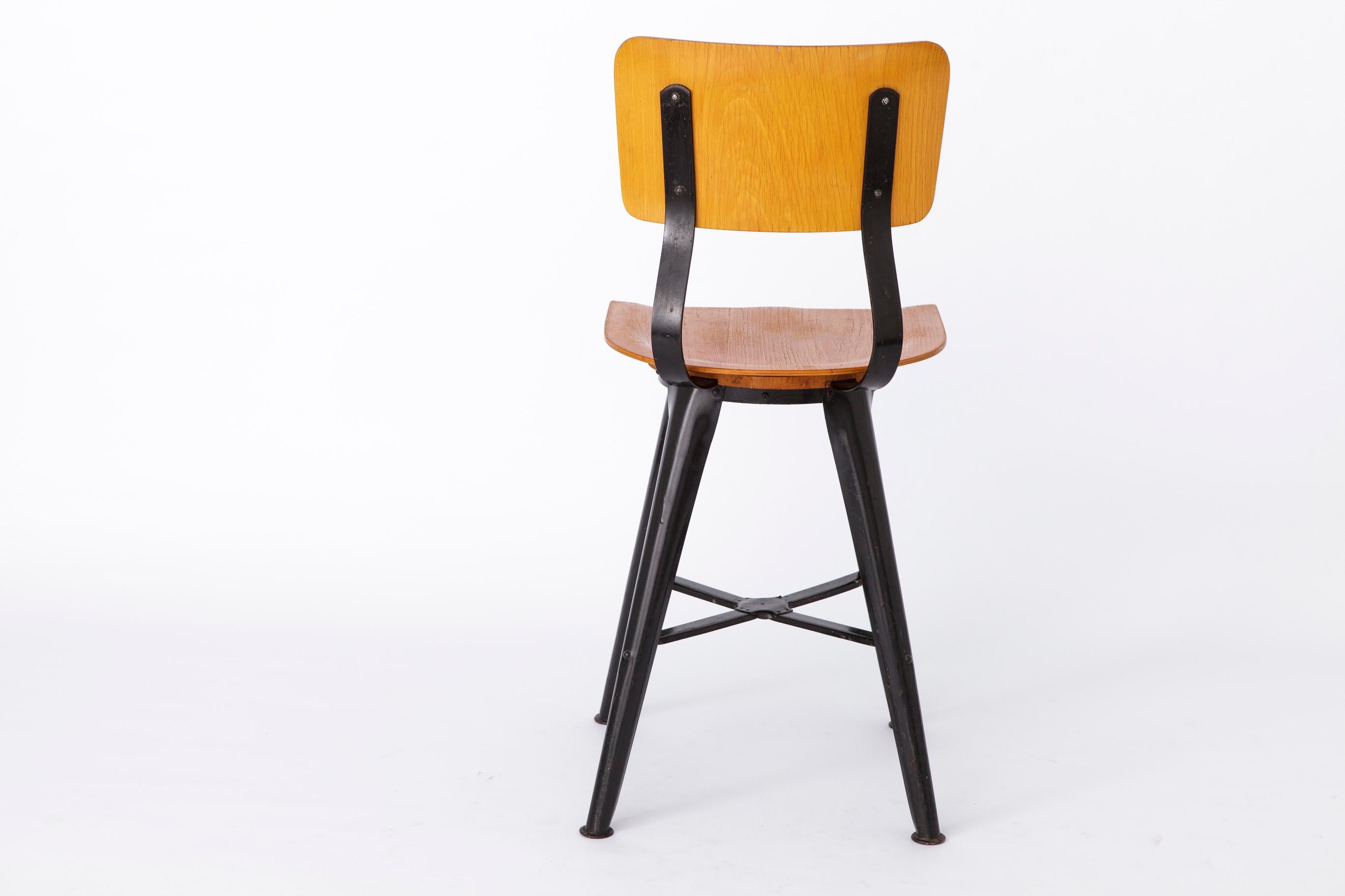 Teak Industrial Vintage Bar Stool 1970s - Germany For Sale