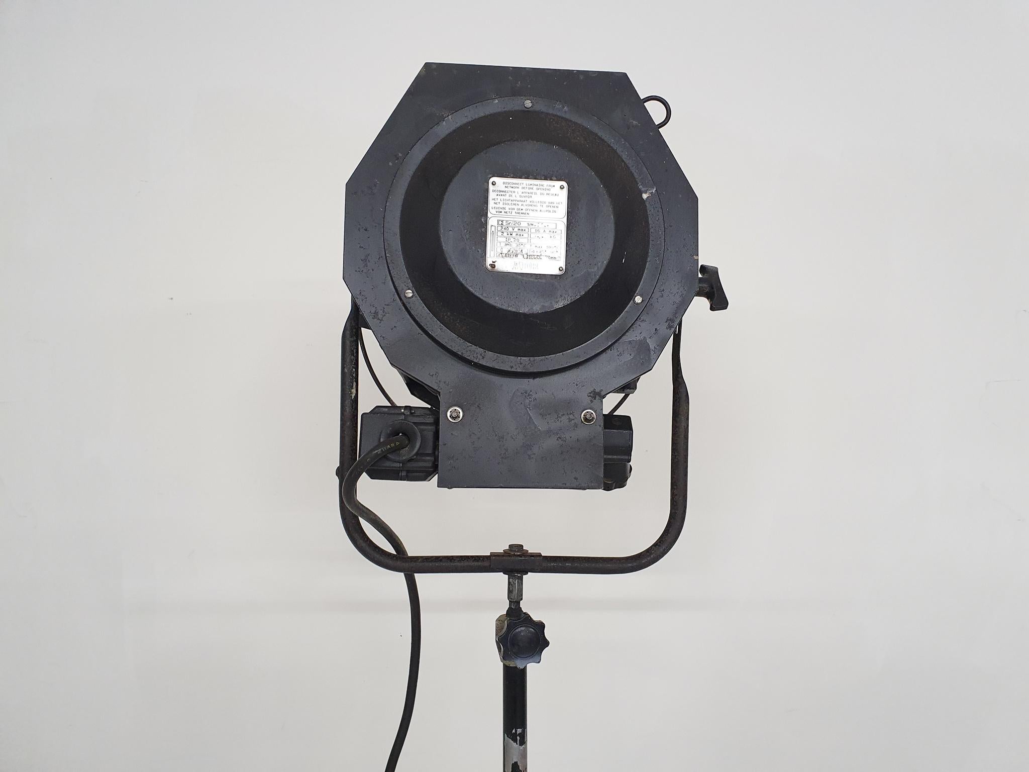 Industrial Vintage Film Studio or Theatre Light with Metal Stand by ADB For Sale 1