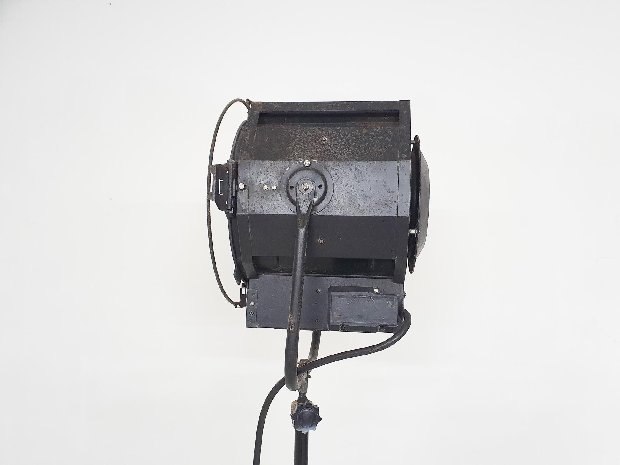 Industrial Vintage Film Studio or Theatre Light with Metal Stand by ADB For Sale 2