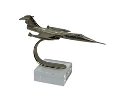 Industrial Vintage Metal Aircraft Jet Plane Model Desk Item Statue, circa 1980s