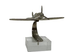 Industrial Vintage Metal Aircraft Plane Model Desk Item Statue, circa 1980s
