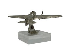 Industrial Vintage Metal Aircraft Plane Model Desk Item Statue, circa 1980s