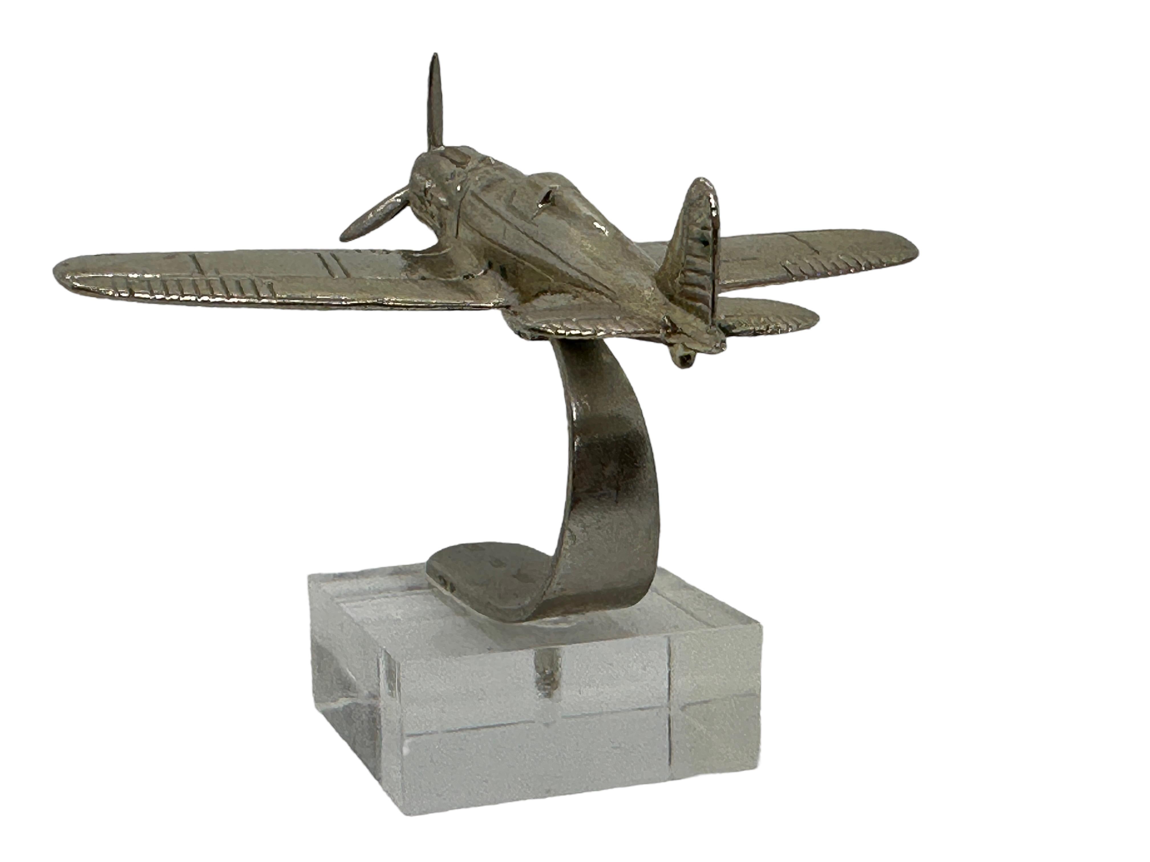 Italian Industrial Vintage Metal Aircraft Plane Model Desk Item Statue, circa 1980s For Sale