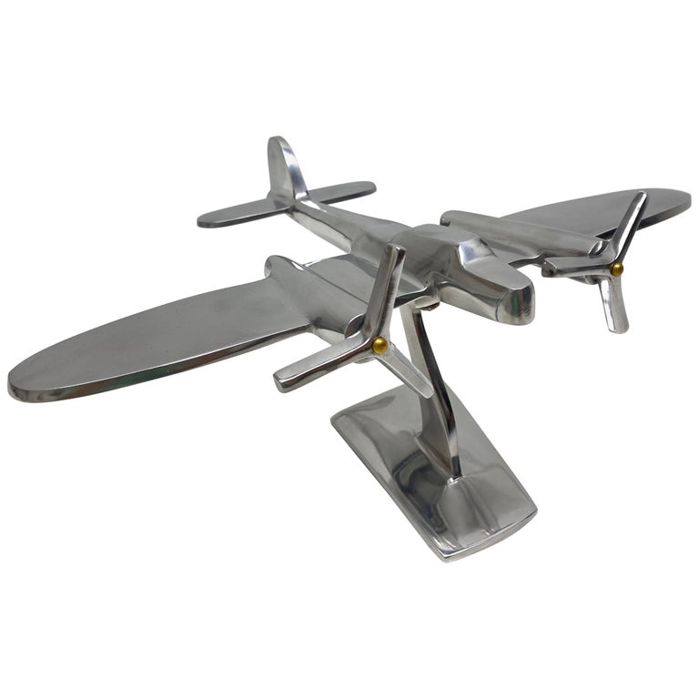 Vintage Airplane Aviator Figurine Vintage-Inspired Biplane Model