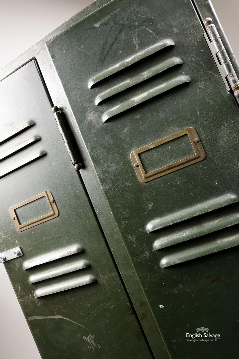 Industrial Vintage Tall Green Metal Locker, 20th Century In Good Condition For Sale In London, GB