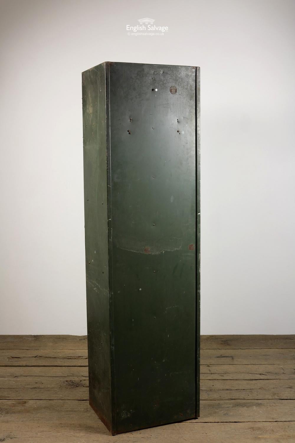Industrial Vintage Tall Green Metal Locker, 20th Century For Sale 2
