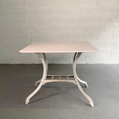 Table industrielle en vitrolite et fonte émaillée