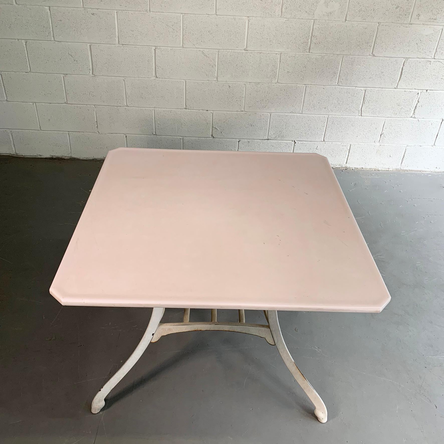 Industrial Vitrolite and Enameled Cast Iron Table For Sale 2