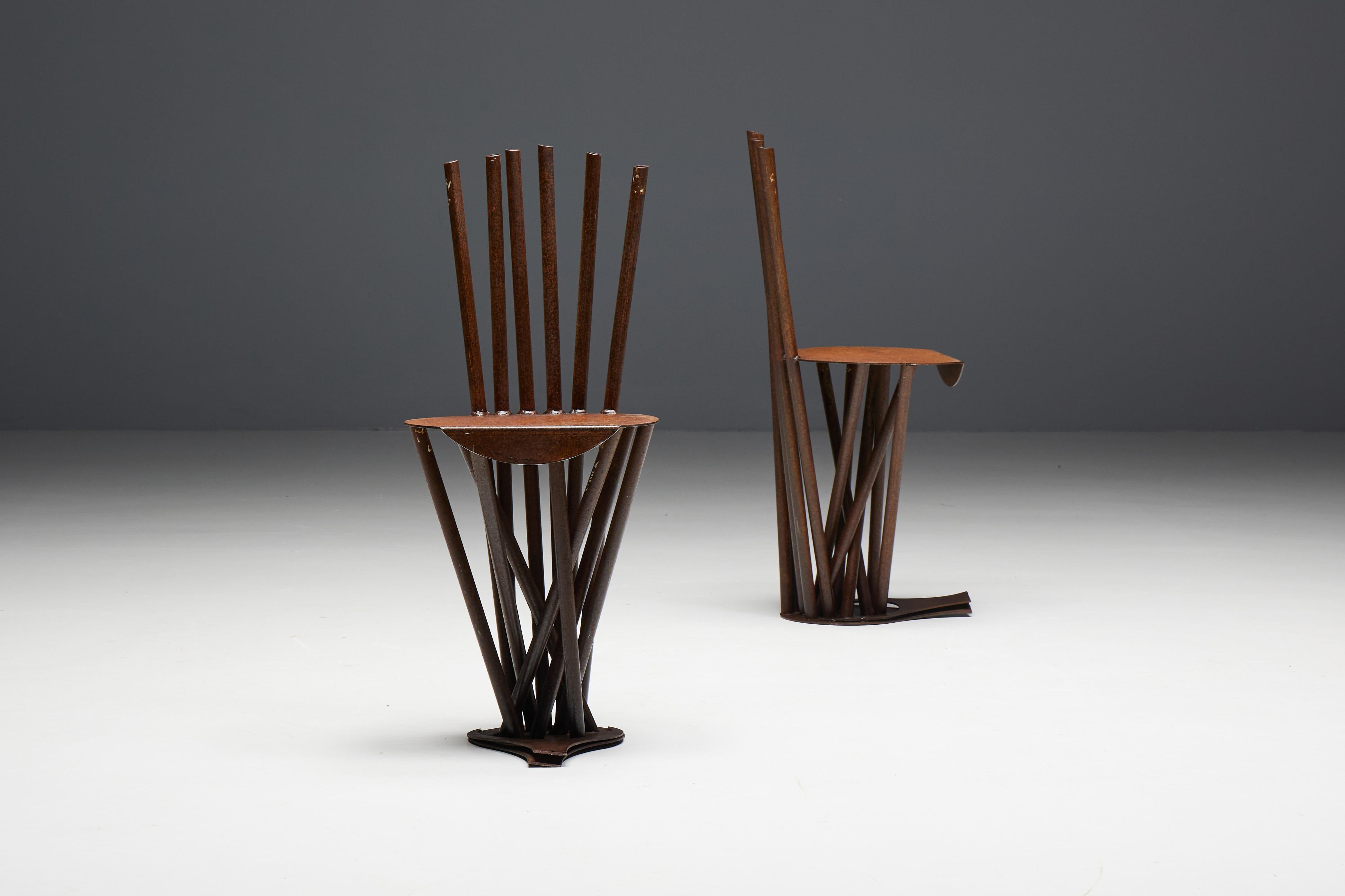 Industrial Wabi Sabi Primitive Chairs, France, 1950s For Sale 5