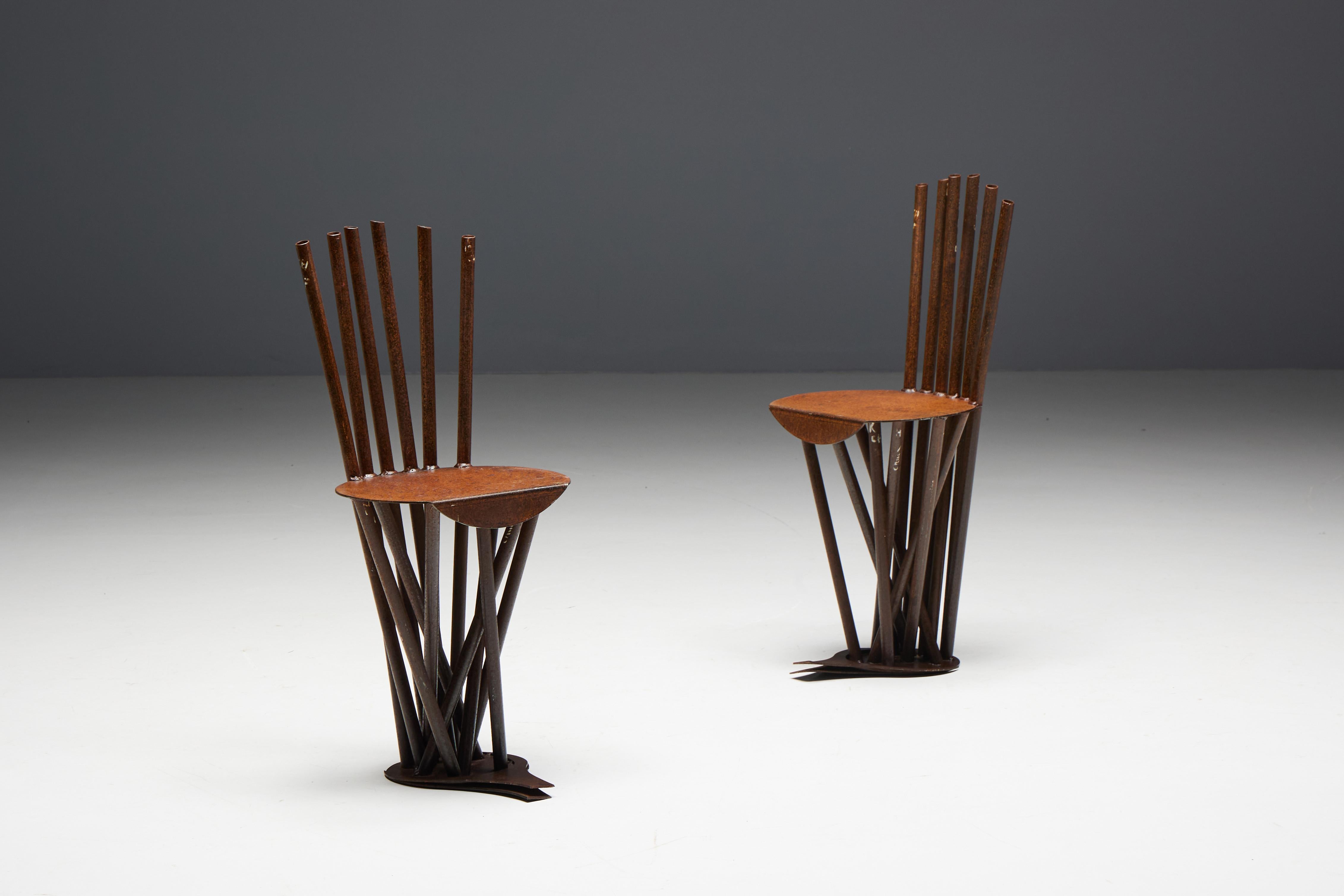 Industrial Wabi Sabi Primitive Chairs, France, 1950s For Sale 7