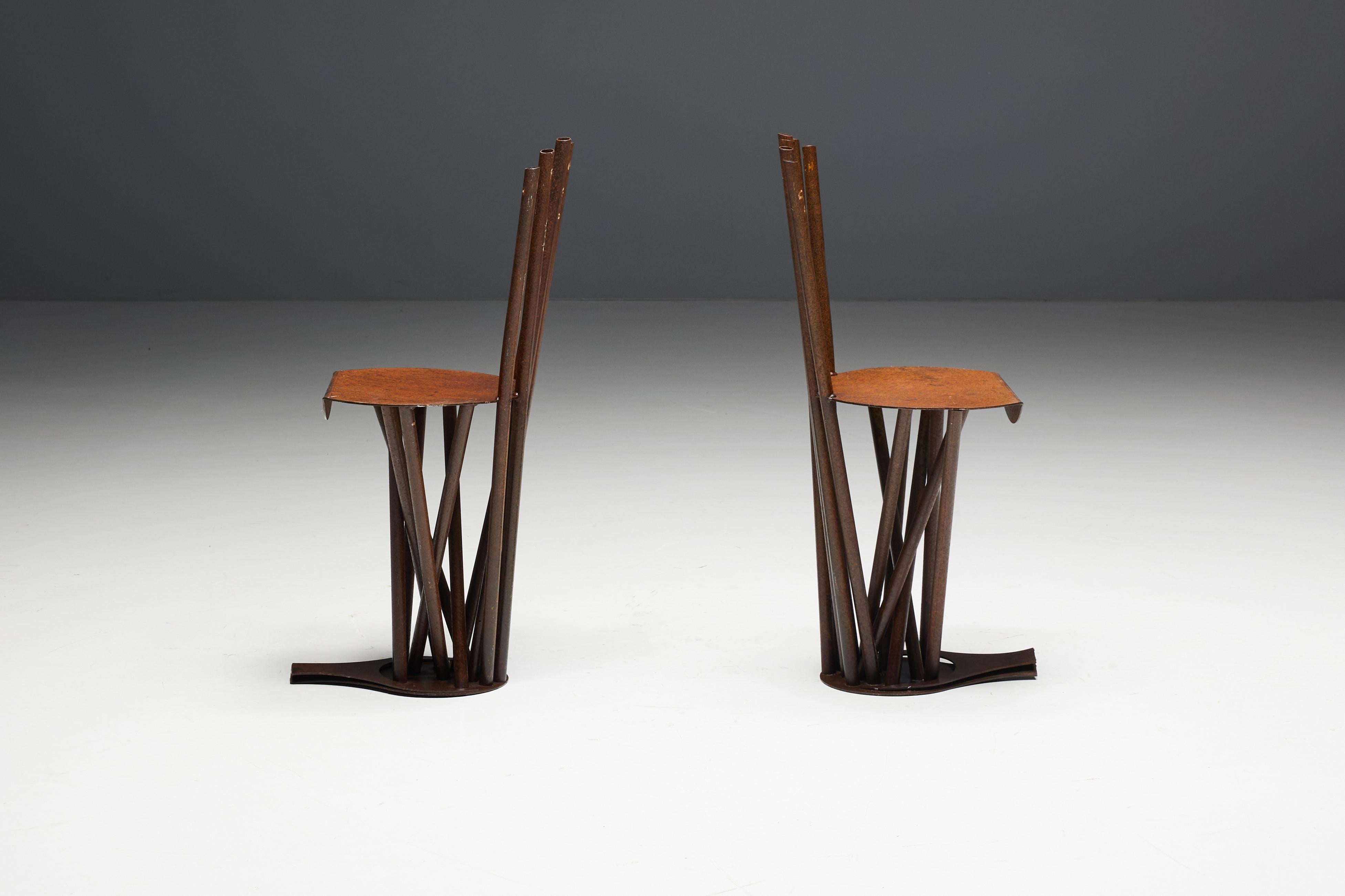 Industrial Wabi Sabi Primitive Chairs, France, 1950s For Sale 8