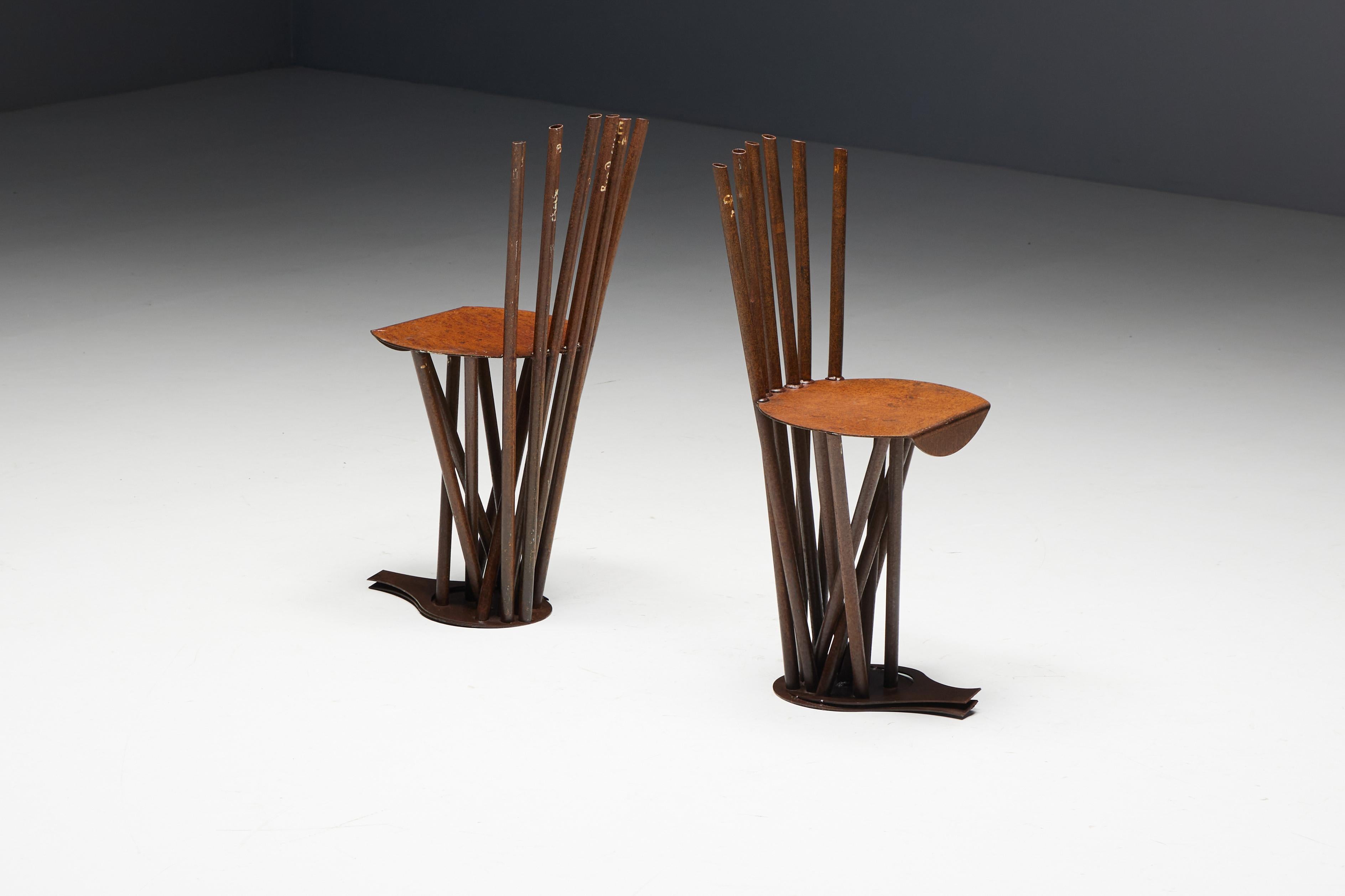 Industrial Wabi Sabi Primitive Chairs, France, 1950s For Sale 9