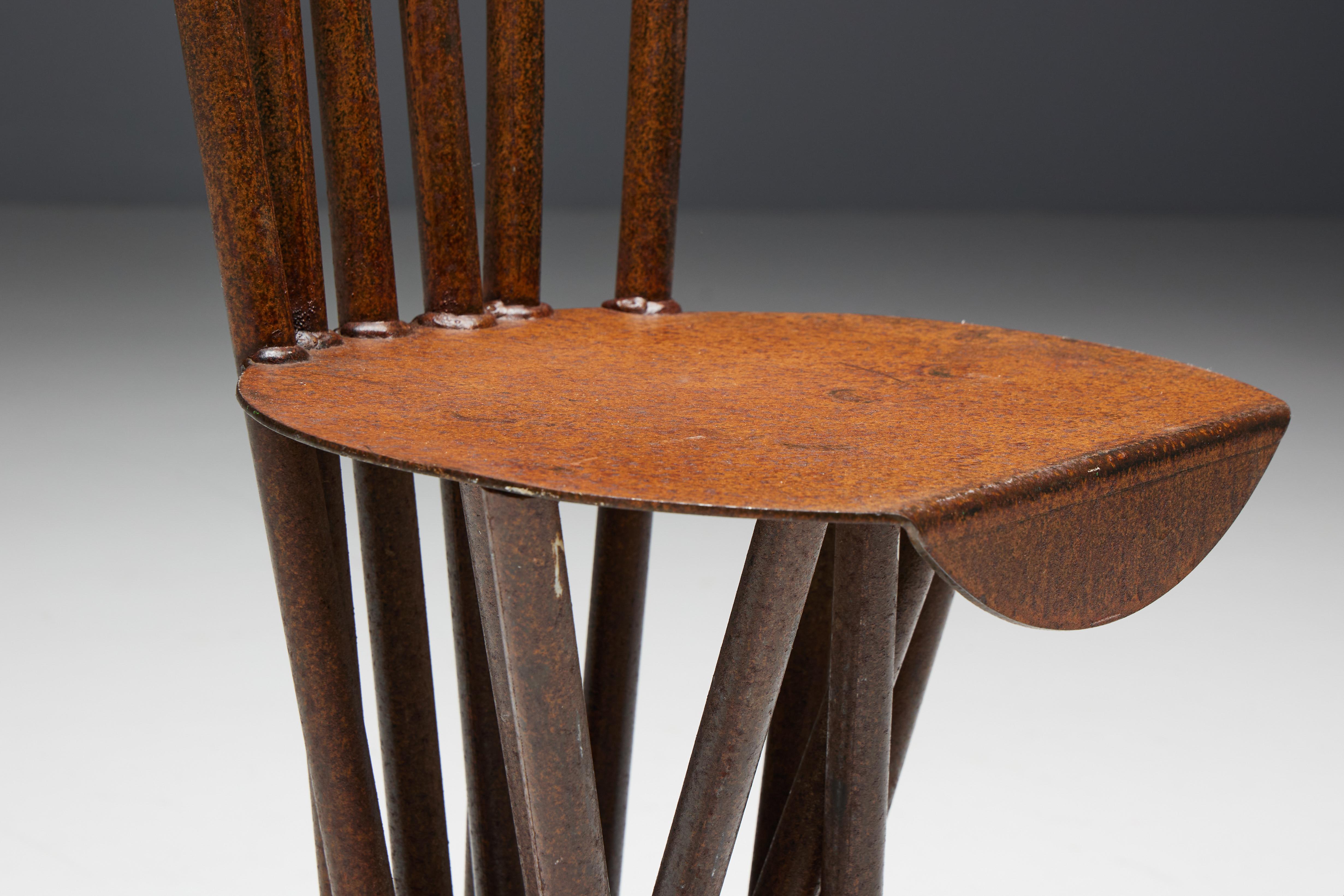 Industrial Wabi Sabi Primitive Chairs, France, 1950s For Sale 11