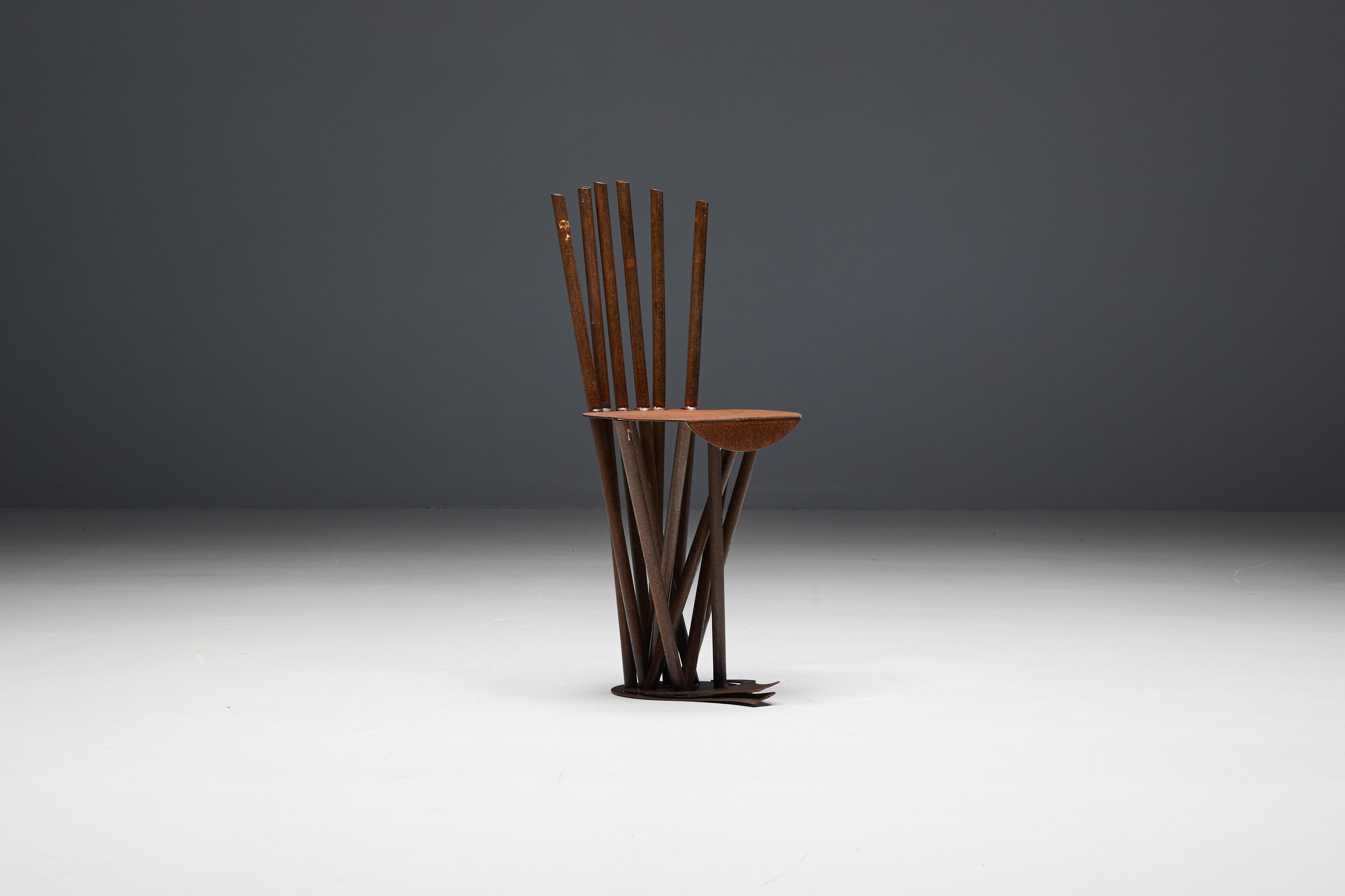 Industrial Wabi Sabi Primitive Chairs, France, 1950s For Sale 12